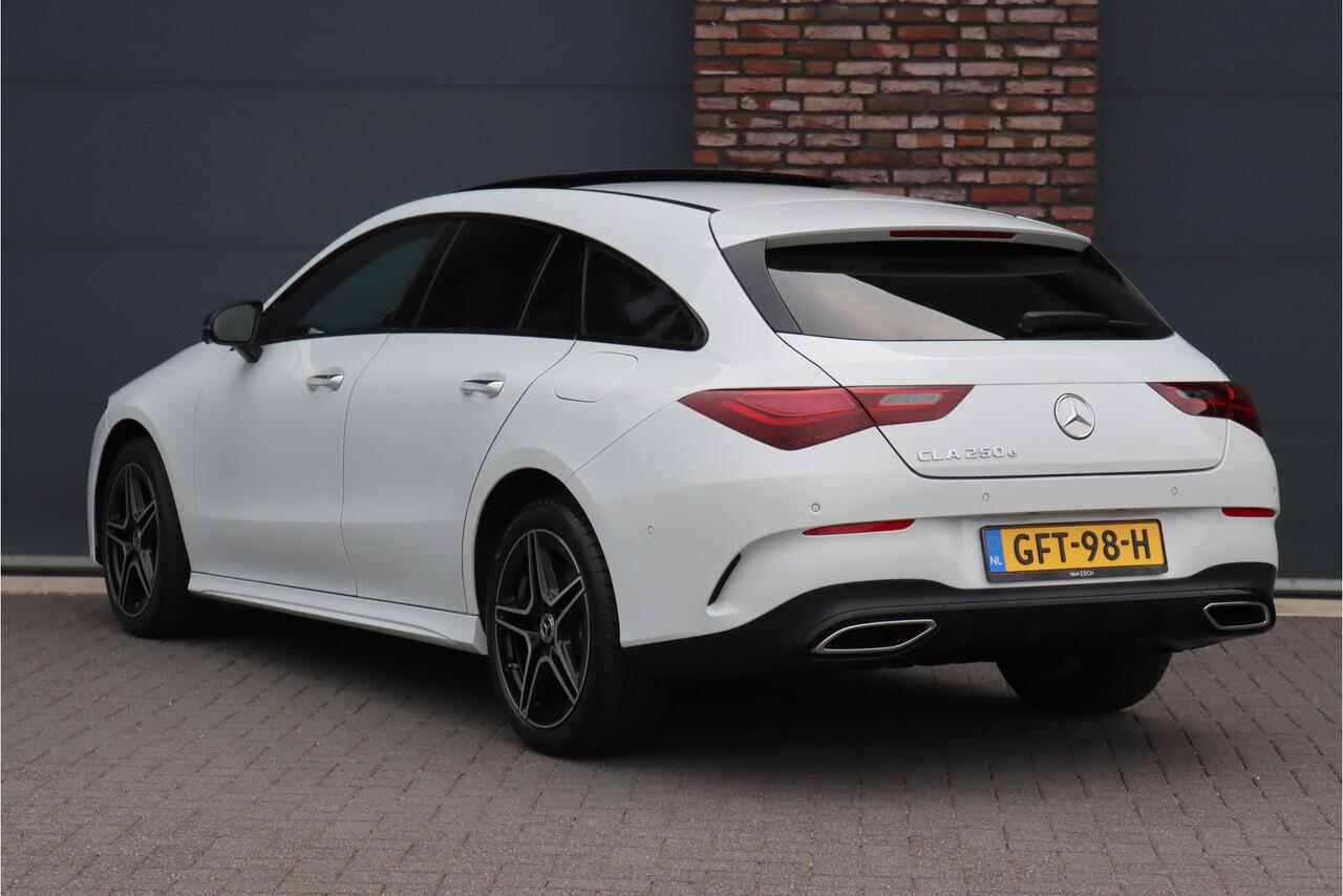 Mercedes-Benz CLA-KLASSE Shooting Brake 250 e AMG Line Aut8 | Facelift | Panoramadak | Distronic+ | Memory | Verwarmd Stuuwiel | Leder | HUD | Sfeerverlichting | Augmented Reality | Surround Camera | Keyless Go |