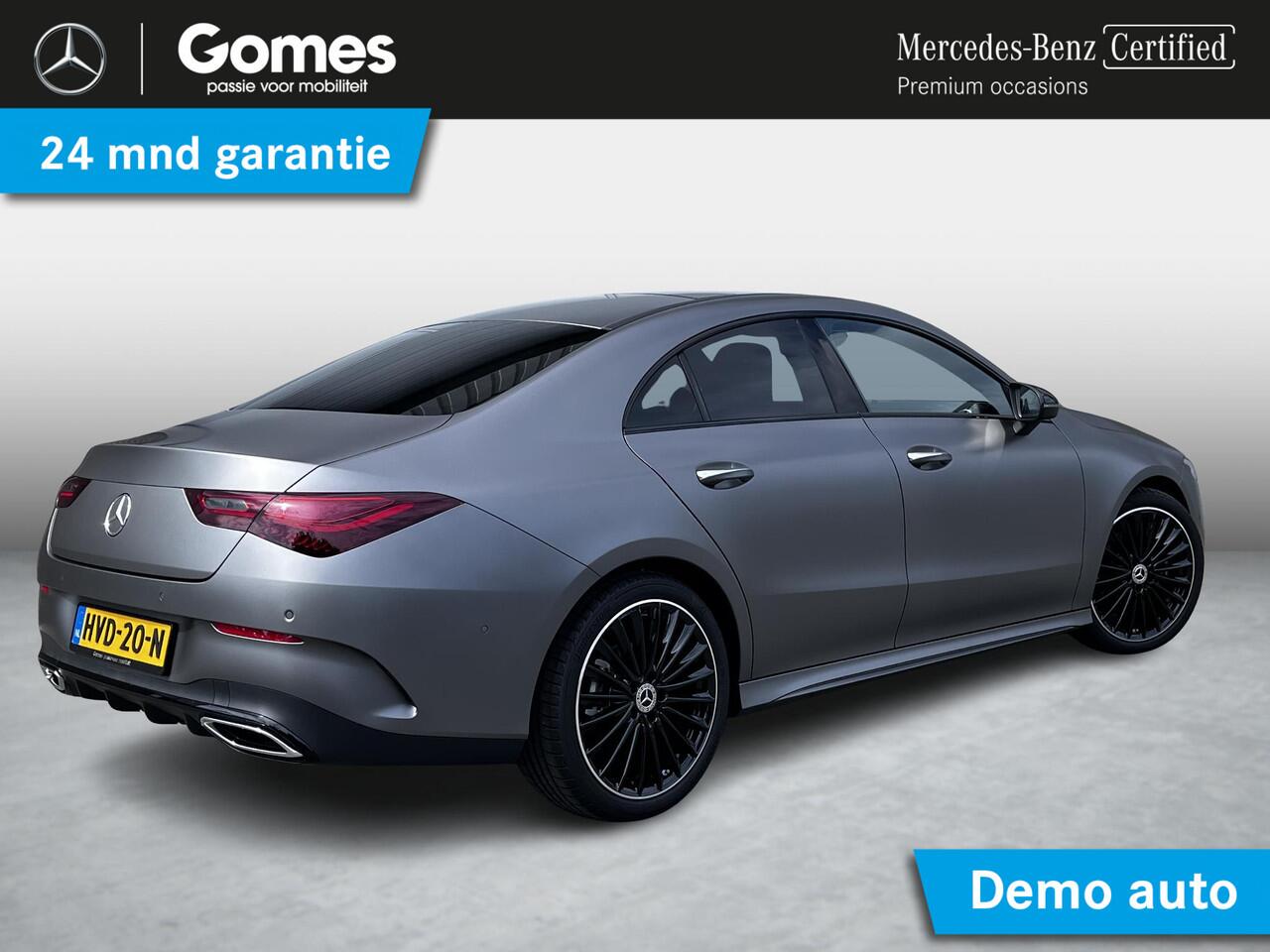 Mercedes-Benz CLA-KLASSE 180 Star Edition AMG | Matgrijs | Panoramadak | Night Pakket | Burmester Surround Sound | Dodehoekassistent | Apple CarPlay | Android Auto | Sfeerverlichting | Stoelverwarming | Achteruitrijcamera | Elektrisch Inklapbare Buitenspiegels