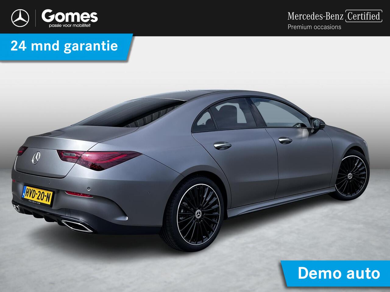 Mercedes-Benz CLA-KLASSE 180 Star Edition AMG | Matgrijs | Panoramadak | Night Pakket | Burmester Surround Sound | Dodehoekassistent | Apple CarPlay | Android Auto | Sfeerverlichting | Stoelverwarming | Achteruitrijcamera | Elektrisch Inklapbare Buitenspiegels