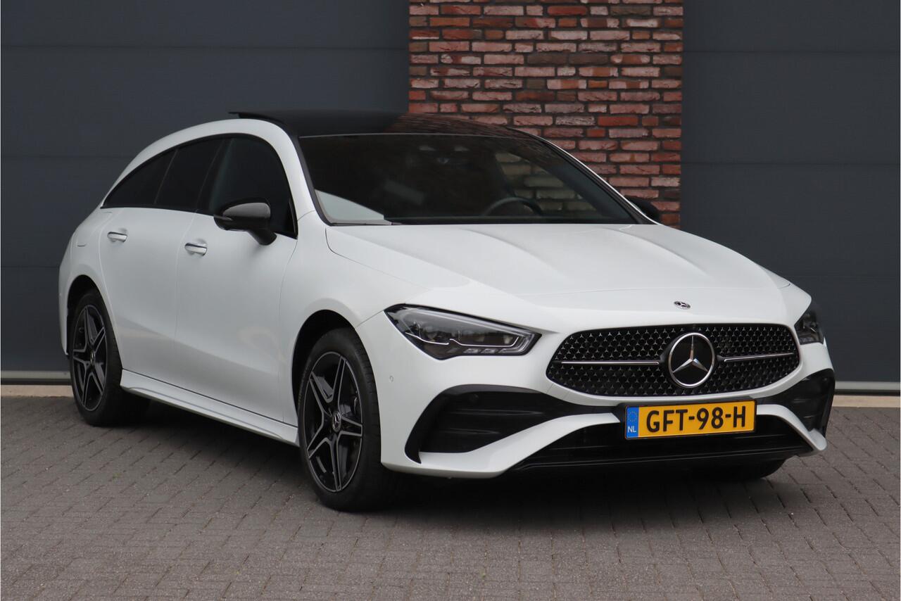 Mercedes-Benz CLA-KLASSE Shooting Brake 250 e AMG Line Aut8 | Facelift | Panoramadak | Distronic+ | Memory | Verwarmd Stuuwiel | Leder | HUD | Sfeerverlichting | Augmented Reality | Surround Camera | Keyless Go |