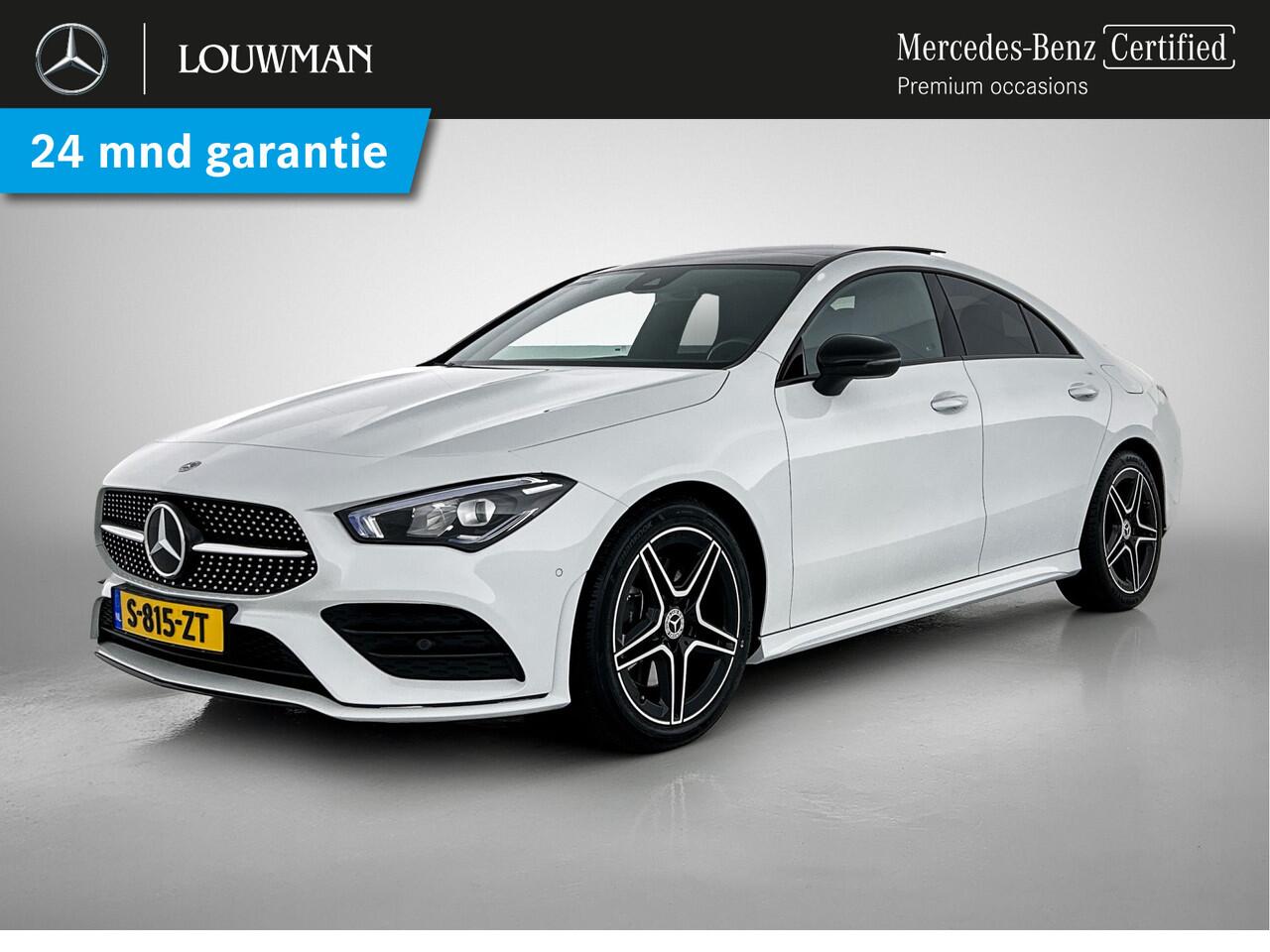 Mercedes-Benz CLA-KLASSE 200 AMG-line | Night pakket | Panorama schuif/kanteldak | Sfeerverlichting | parkeerpakket + camera achter | Spiegelpakket | Stoelverwarming | KEYLESS GO-comfortpakket | Thermotronic Clima | Dodehoekassis Inclusief 24 maanden MB Certified garantie voor Eu