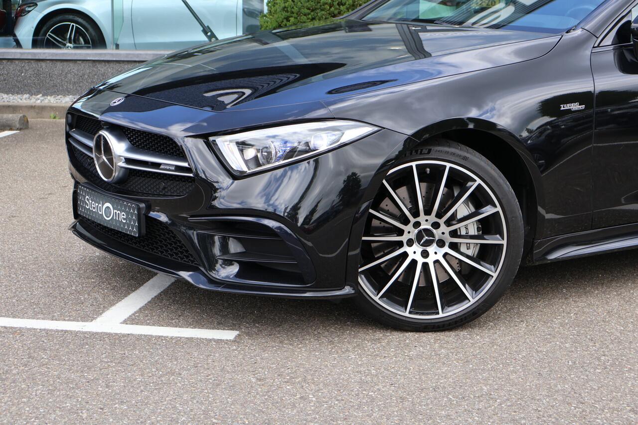 Mercedes-Benz CLS-KLASSE AMG 53 4MATIC+ Premium Plus l Schuif- / Kanteldak l Distronic Plus l Memory l Stoelverwarming en Stoelventilatie l Head Up l LED adaptief l Airmatic l Keyless Go l Burmester l Sfeerverlichting l Nappa LEDER l AMG Night pakket l Achteruitrij camera | Draad