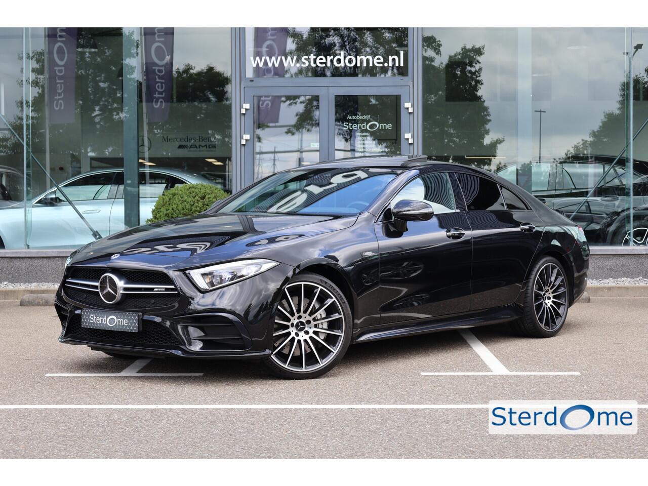 Mercedes-Benz CLS-KLASSE AMG 53 4MATIC+ Premium Plus l Schuif- / Kanteldak l Distronic Plus l Memory l Stoelverwarming en Stoelventilatie l Head Up l LED adaptief l Airmatic l Keyless Go l Burmester l Sfeerverlichting l Nappa LEDER l AMG Night pakket l Achteruitrij camera | Draad