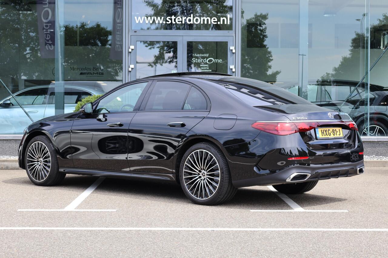 Mercedes-Benz E-KLASSE 300 e AMG Line l Panoramadak l 360 Camera l Head-up l DISTRONIC l Night pakket lBurmester 4 D l Digital Light l Keyless Go l I MBUX l Night pakket I Memory stoelen I Essenhout I Augmented Reality I Stoelverwarming l
