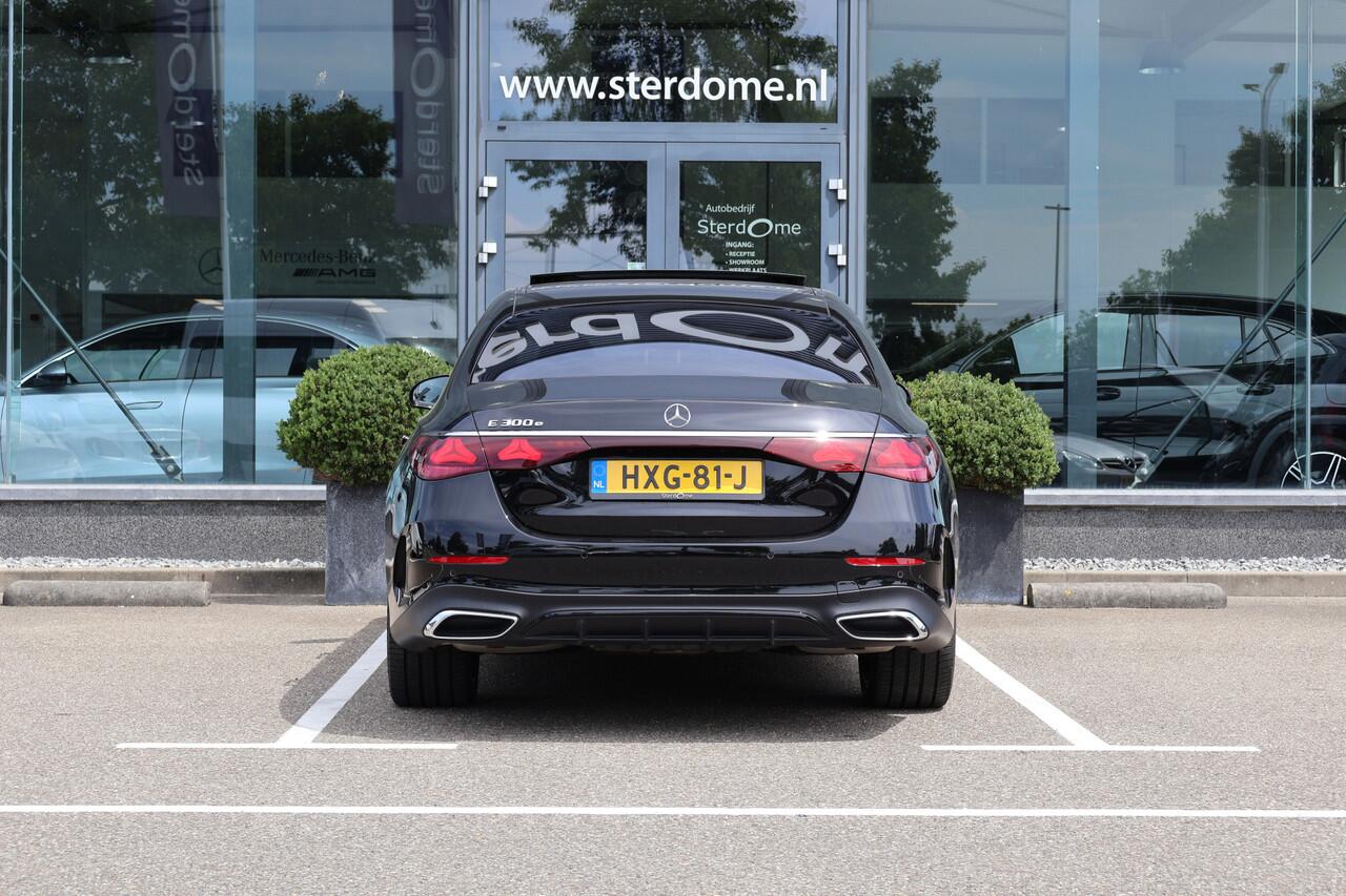 Mercedes-Benz E-KLASSE 300 e AMG Line l Panoramadak l 360 Camera l Head-up l DISTRONIC l Night pakket lBurmester 4 D l Digital Light l Keyless Go l I MBUX l Night pakket I Memory stoelen I Essenhout I Augmented Reality I Stoelverwarming l
