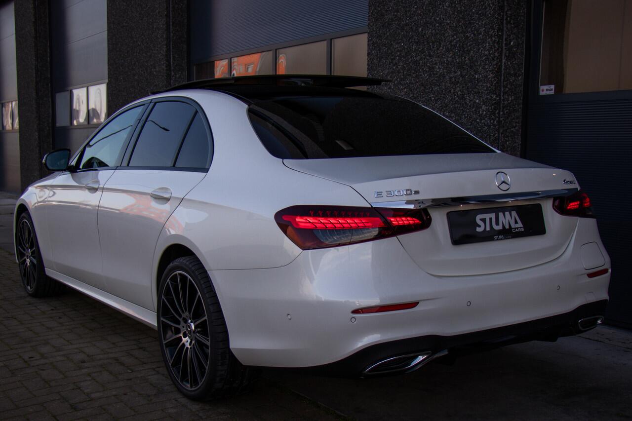 Mercedes-Benz E-KLASSE 300 e 4MATIC AMG Line | E300 Hybride | Pano | Matrix LED | Burmester | Night | Keyless | Adapt. Cruise | Trekhaak | 20 Inch | 360 | Carplay | DAB | Trekhaak | Sfeer | Dodehoek | Lane Assist | BTW | Dealer Onderhouden | Garantie