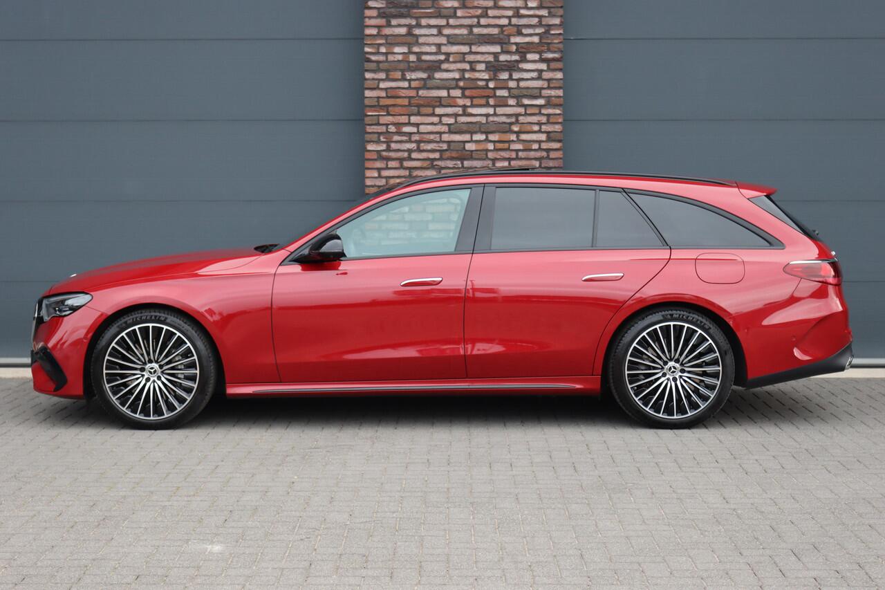Mercedes-Benz E-estate 300 e AMG Line | Distronic | Panoramadak | Memory | Trekhaak | Soft-Close | Surround Camera | Digital Light | Verwarmd Stuurwiel | Keyless Go | Nightpakket |