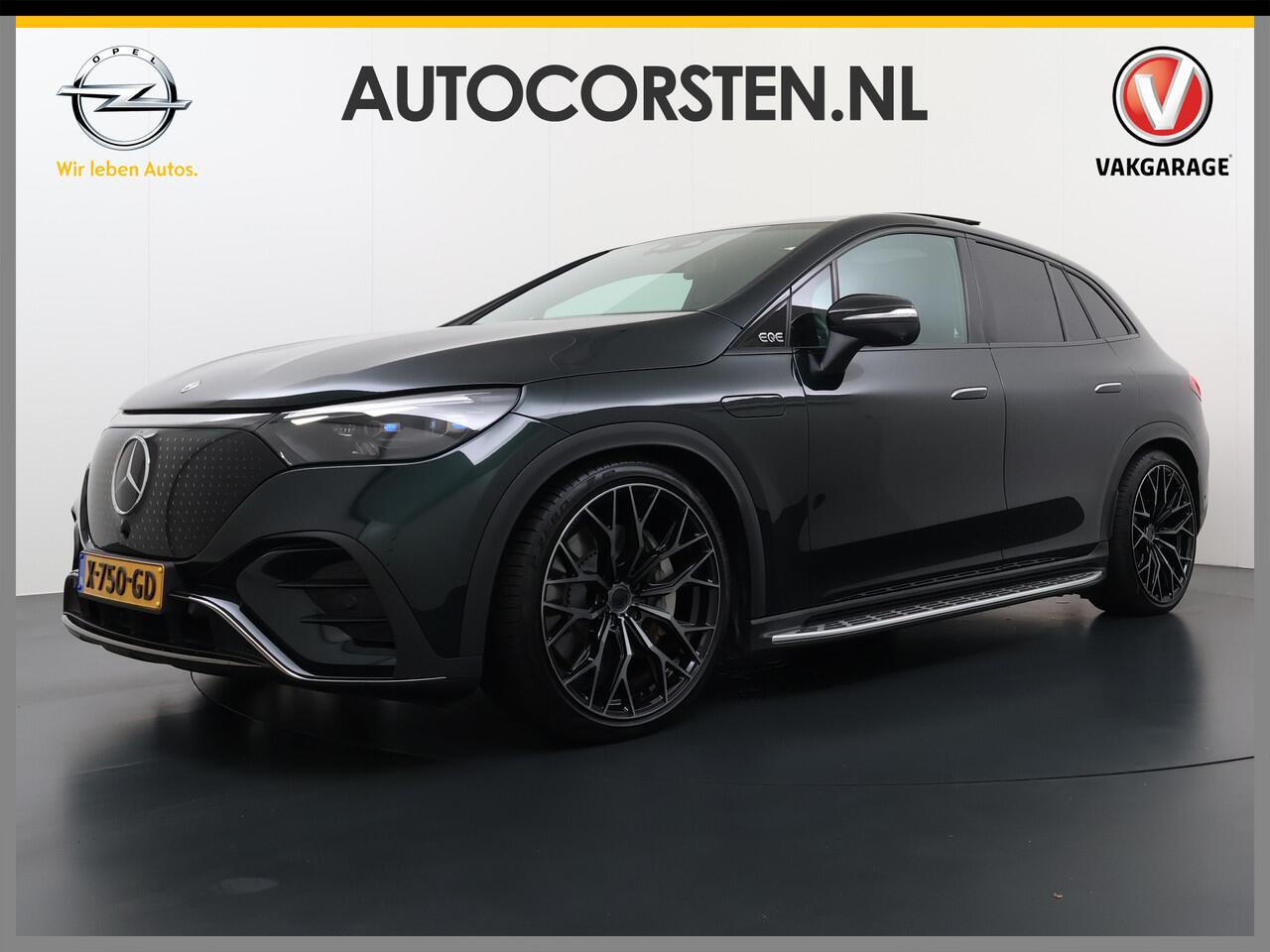 Mercedes-Benz EQE SUV 350+ AMG Line 105kwh PanoramaDak Airmatic 22"Concave Velgen Night+Premium Pack Burmester®Surround Trekhaak Distronic plus Adap.Cruise 360°Camera Navi Ecc Warmtepomp Apple Carplay Android Auto Memory Stoelen+Verwarmd Stuurverwarming Active-Park-assist 