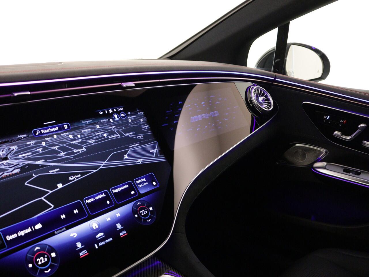 Mercedes-Benz EQE AMG 43 4MATIC 91 kWh | 476 PK | AMG Nightpakket | Premium Plus Pack | MBUX HYPERSCREEN | Verwarmd stuurwiel en voorruit | Burmester® soundsystem | Sierdelen AMG Carbon | Rijassistentiepakket plus | 360° camera | Nappaleder |