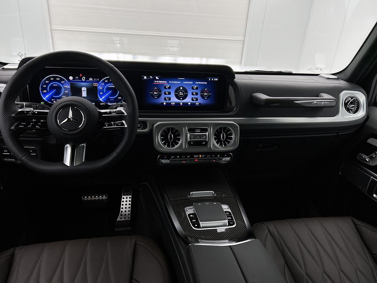 Mercedes-Benz G-KLASSE 580 met EQ-Technologie 116 kWh | AMG Line | SUPERIOR Line interieur | Warmtecomfortpakket | AMG sierelementen in carbon | Comfortpakket | Nightpakket | Treeplanken | MANUFAKTUR Schöckl designpakket |