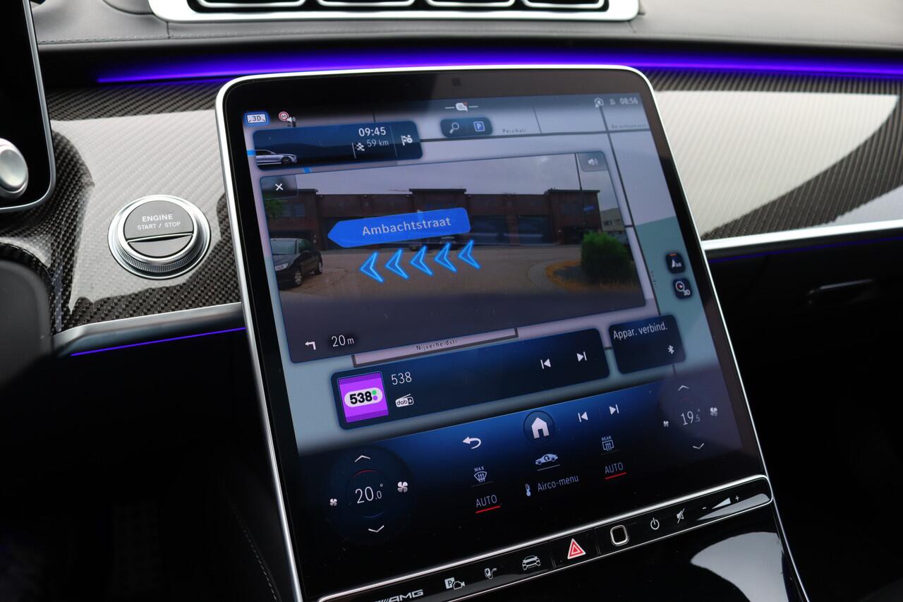 Mercedes-Benz S-KLASSE AMG 63 S E Performance Aut9 | 802pk | Achterasbesturing | Distronic+ | Carbon | HUD | Chauffeurspakket | Entertainmentpakket Achter | Stoelventilatie V+A | Vlakkenverwarming | Zonweringspakket |