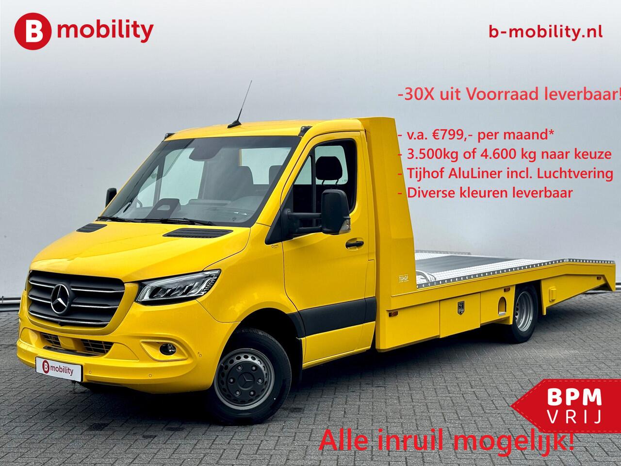 Mercedes-Benz SPRINTER 519 CDI Tijhof AluLiner V/A ¤32 Per Dag!! Luchtvering NIEUW! MJ.2025 Autotransporter/ Oprijwagen | Lier | 3-Zitplaatsen | AppleCarPlay | DAB | Adaptive Cruise Control | Navigatie | Trekhaak