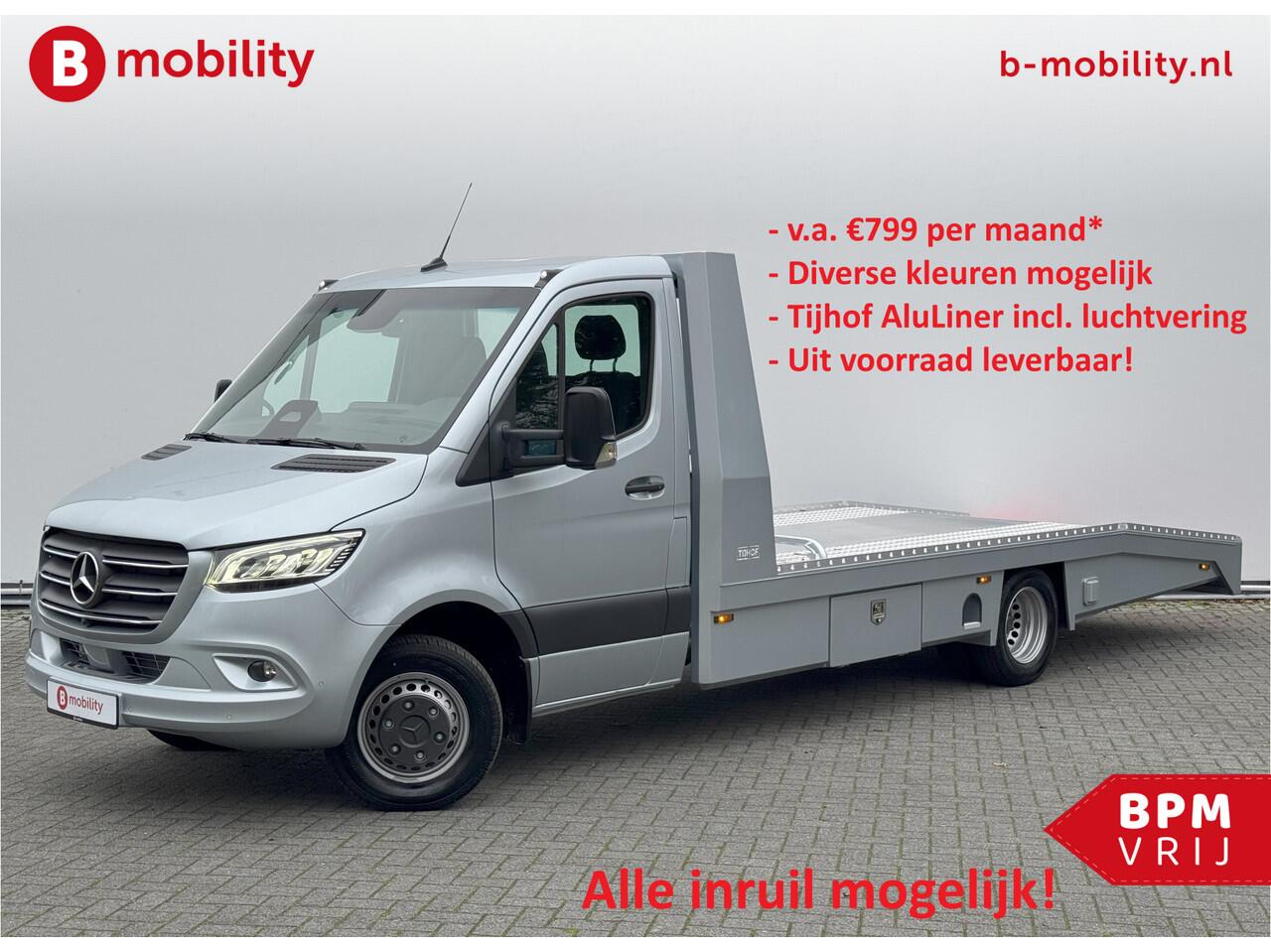 Mercedes-Benz SPRINTER 519 CDI Tijhof AluLiner V/A ¤32 Per Dag!! Luchtvering NIEUW! MJ.2025 Autotransporter/ Oprijwagen | Lier | 3-Zitplaatsen | AppleCarPlay | DAB | Adaptive Cruise Control | Navigatie | Trekhaak