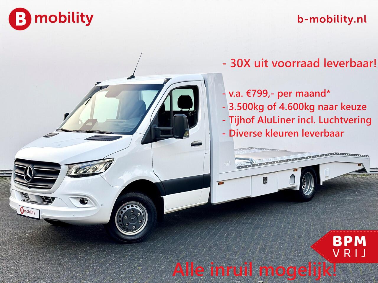 Mercedes-Benz SPRINTER 519 CDI Tijhof AluLiner V/A ¤32 Per Dag!! Luchtvering NIEUW! MJ.2025 Autotransporter/ Oprijwagen | Lier | 3-Zitplaatsen | AppleCarPlay | DAB | Adaptive Cruise Control | Navigatie | Trekhaak