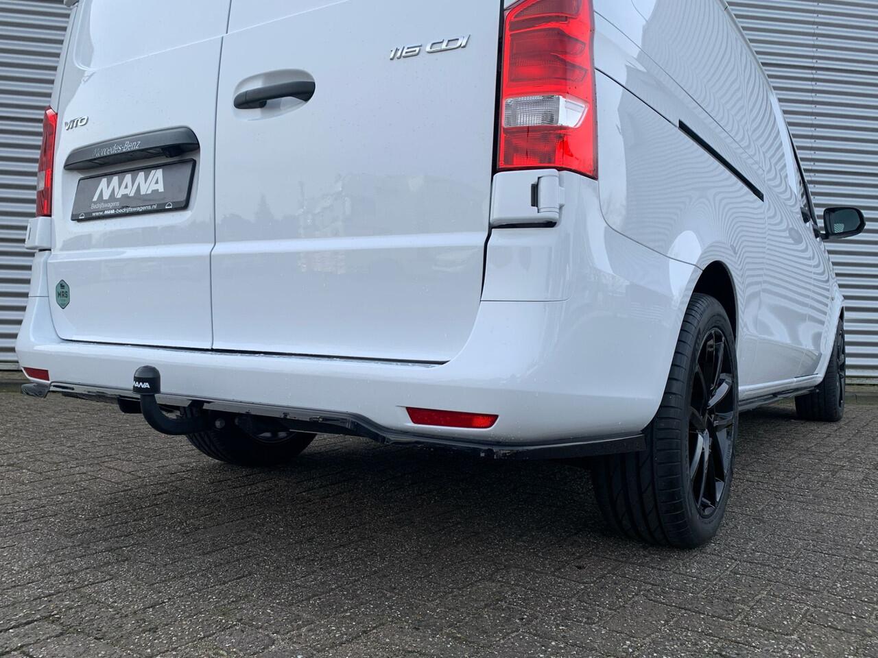 Mercedes-Benz VITO 116 CDI Extra Lang L3 163pk Automaat LMV MaxtonDesign LED Airco Camera Leder-Stuur/Bekleding Diffuser Frontlip CruiseControl Stoelverwarming DYNAMIC Standkachel CarPlay AndroidAuto Trekhaak 12V Laadruimtebekleding Bluetooth VoiceCommand DAB