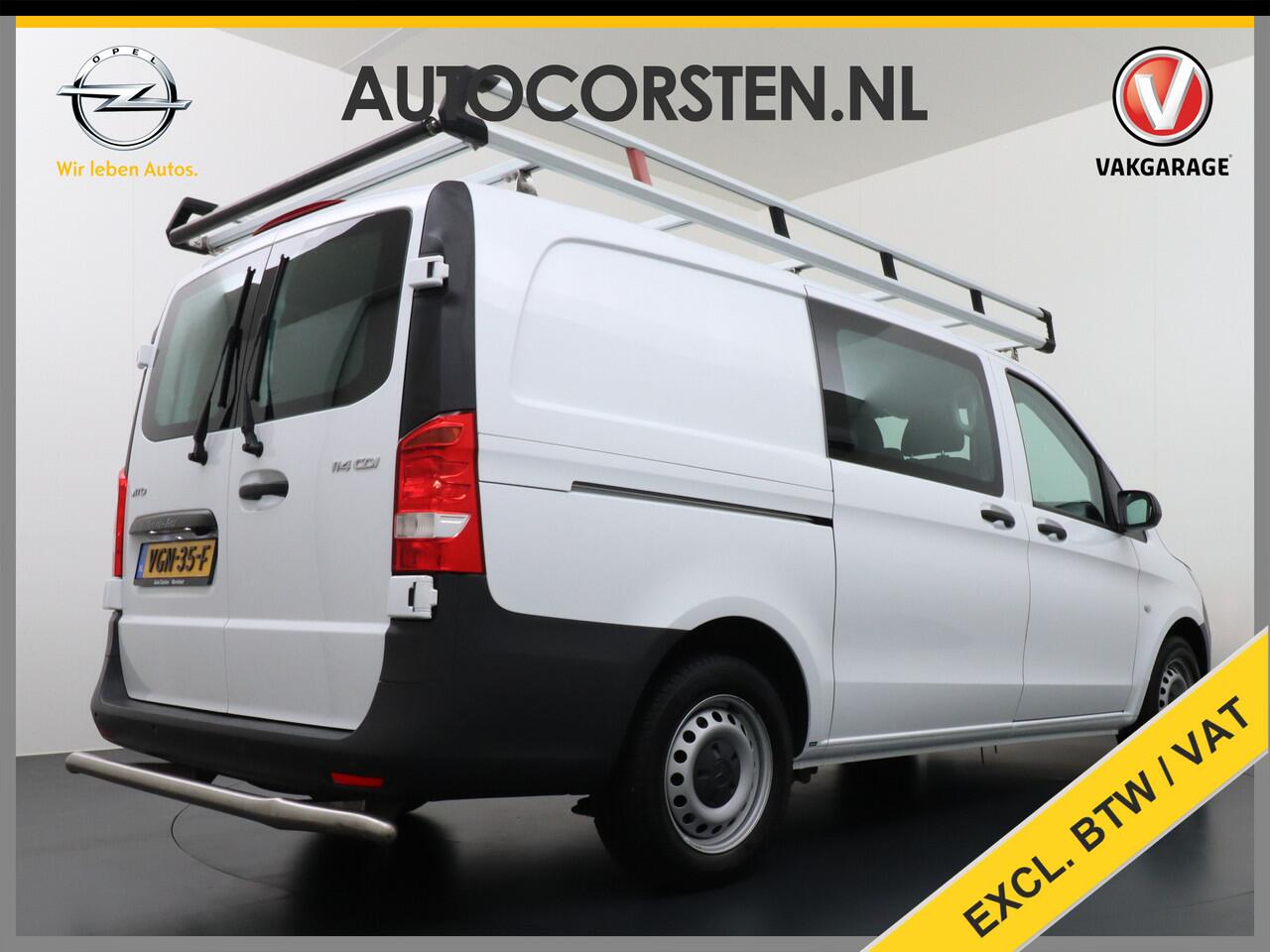 Mercedes-Benz VITO 114 2.2CDI 136PK AUT-7 D.C 6-Pers. Dubbele Cabine Lang Airco Navi Camera Pdc Bluetooth Cruise Control Regen-Lichtsensor Pdc Betonplex Vloer Schuifdeur Imperiaal 1e Eigenaar Euro 6
