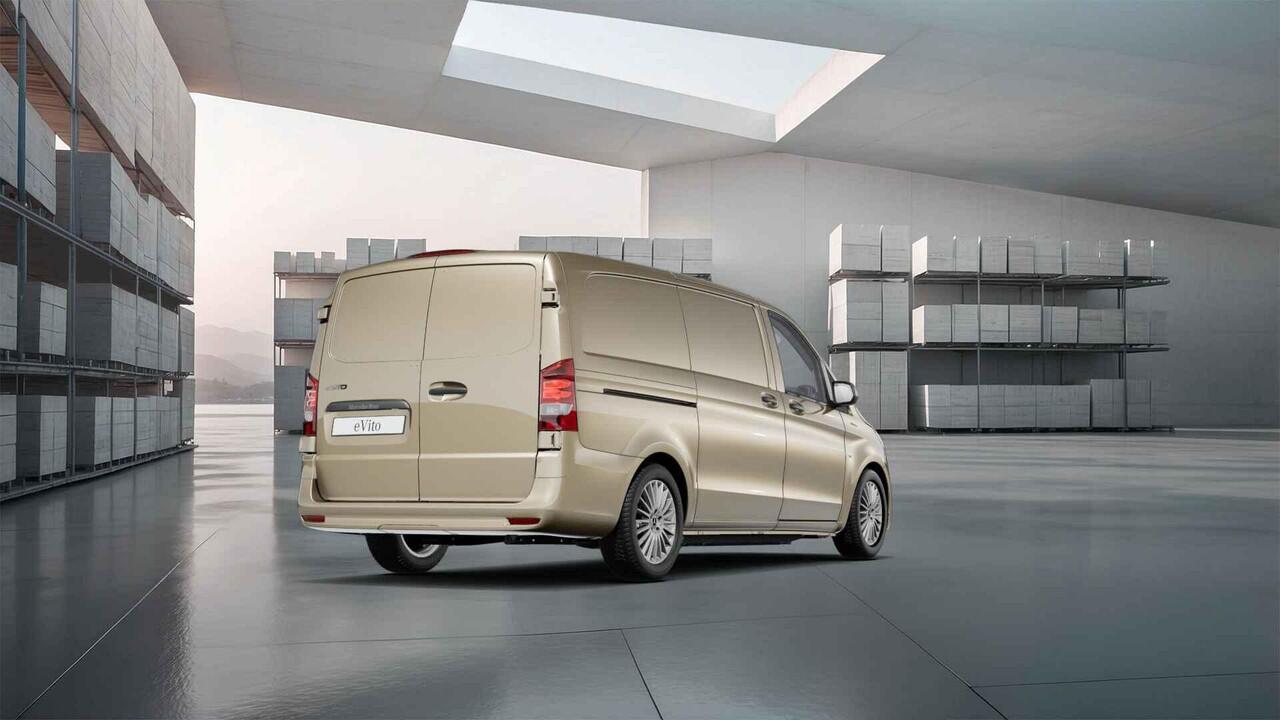 Mercedes-Benz VITO eVito 112 Bestelwagen L2 66 kWh | Kalaharigold | Achterdeuren | Stoelverwarming | Navigatie | Snelladen |