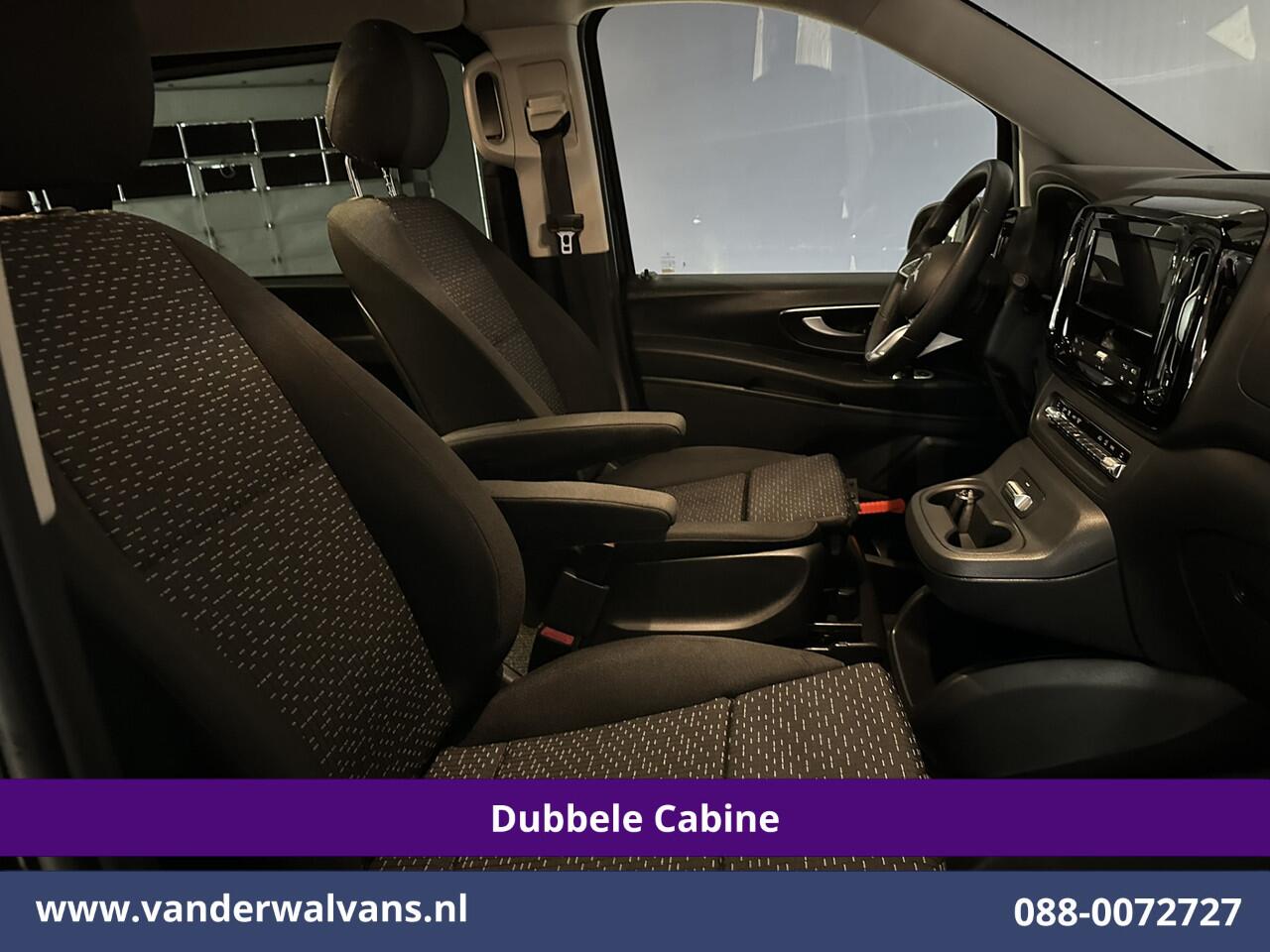Mercedes-Benz VITO 116 CDI 164pk 9G-Tronic Automaat L2H1 Dubbele Cabine Fabrieksgarantie Euro6 Airco | 2x zijdeur | 5-Zits | 360 graden Camera | Navigatie LED, LM velgen, 2500kg Trekhaak, Adaptieve Cruisecontrol, Parkeersensoren, Isofix, MBUX