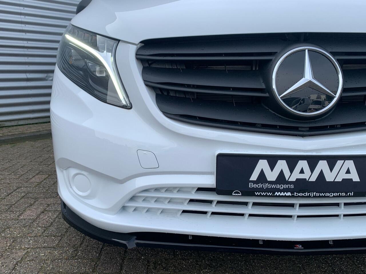 Mercedes-Benz VITO 116 CDI Extra Lang L3 163pk Automaat LMV MaxtonDesign LED Airco Camera Leder-Stuur/Bekleding Diffuser Frontlip CruiseControl Stoelverwarming DYNAMIC Standkachel CarPlay AndroidAuto Trekhaak 12V Laadruimtebekleding Bluetooth VoiceCommand DAB