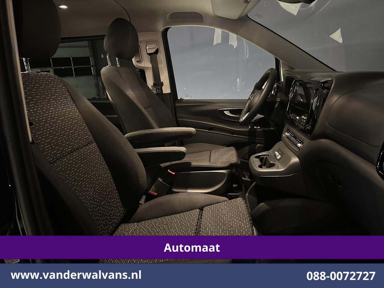 Mercedes-Benz VITO 116 CDI 164pk 9G-Tronic Automaat L2H1 Dubbele Cabine Fabrieksgarantie Euro6 Airco | 2x zijdeur | 5-Zits | 360 graden Camera | Navigatie LED, LM velgen, 2500kg Trekhaak, Adaptieve Cruisecontrol, Parkeersensoren, Isofix, MBUX