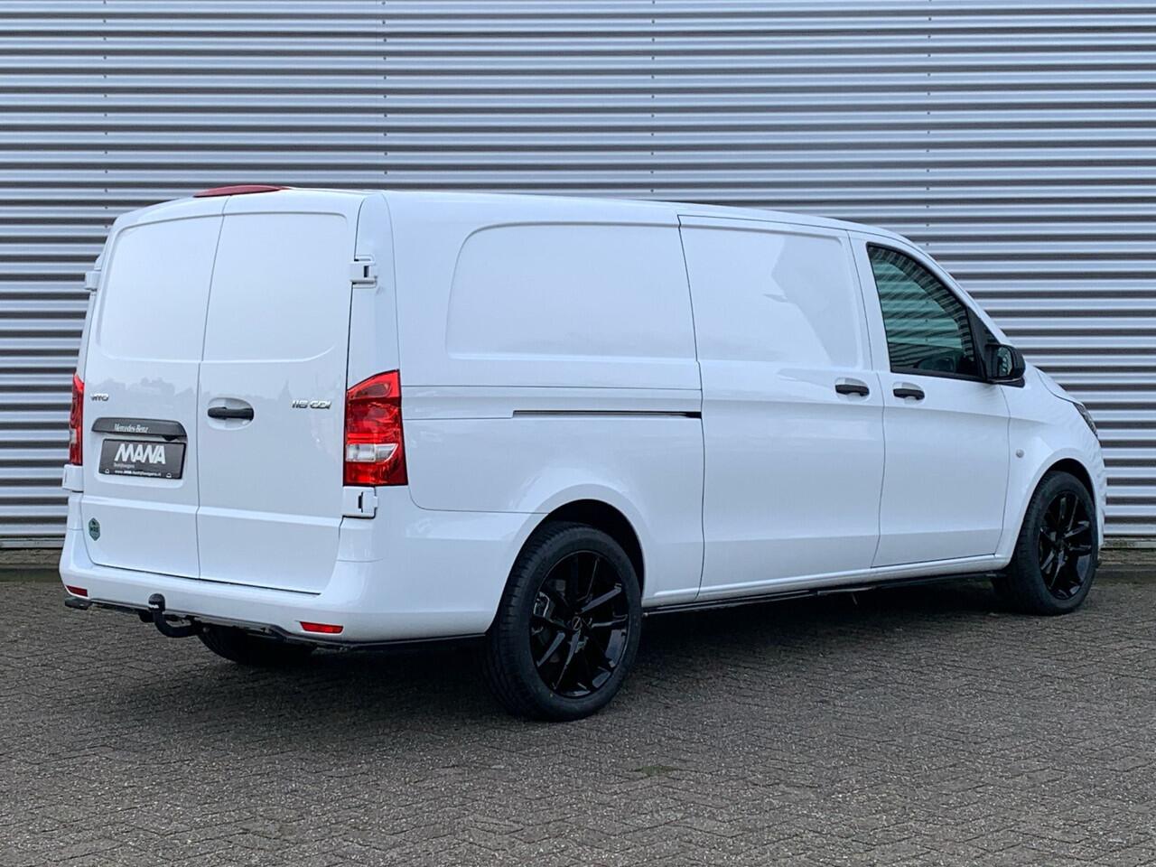 Mercedes-Benz VITO 116 CDI Extra Lang L3 163pk Automaat LMV MaxtonDesign LED Airco Camera Leder-Stuur/Bekleding Diffuser Frontlip CruiseControl Stoelverwarming DYNAMIC Standkachel CarPlay AndroidAuto Trekhaak 12V Laadruimtebekleding Bluetooth VoiceCommand DAB