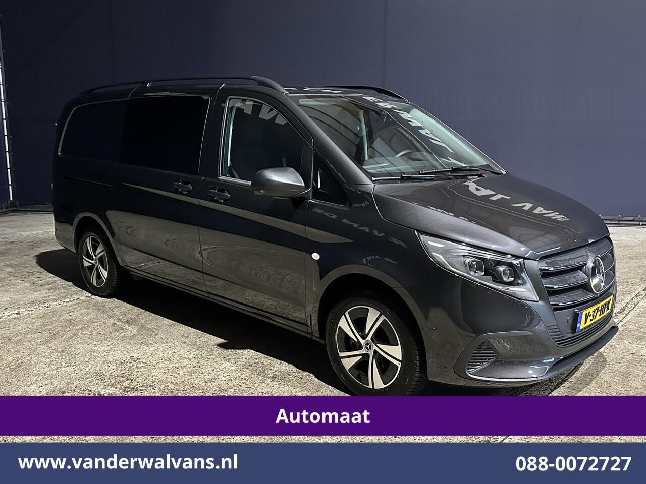Mercedes-Benz VITO 116 CDI 164pk 9G-Tronic Automaat L2H1 Dubbele Cabine Fabrieksgarantie Euro6 Airco | 2x zijdeur | 5-Zits | 360 graden Camera | Navigatie LED, LM velgen, 2500kg Trekhaak, Adaptieve Cruisecontrol, Parkeersensoren, Isofix, MBUX