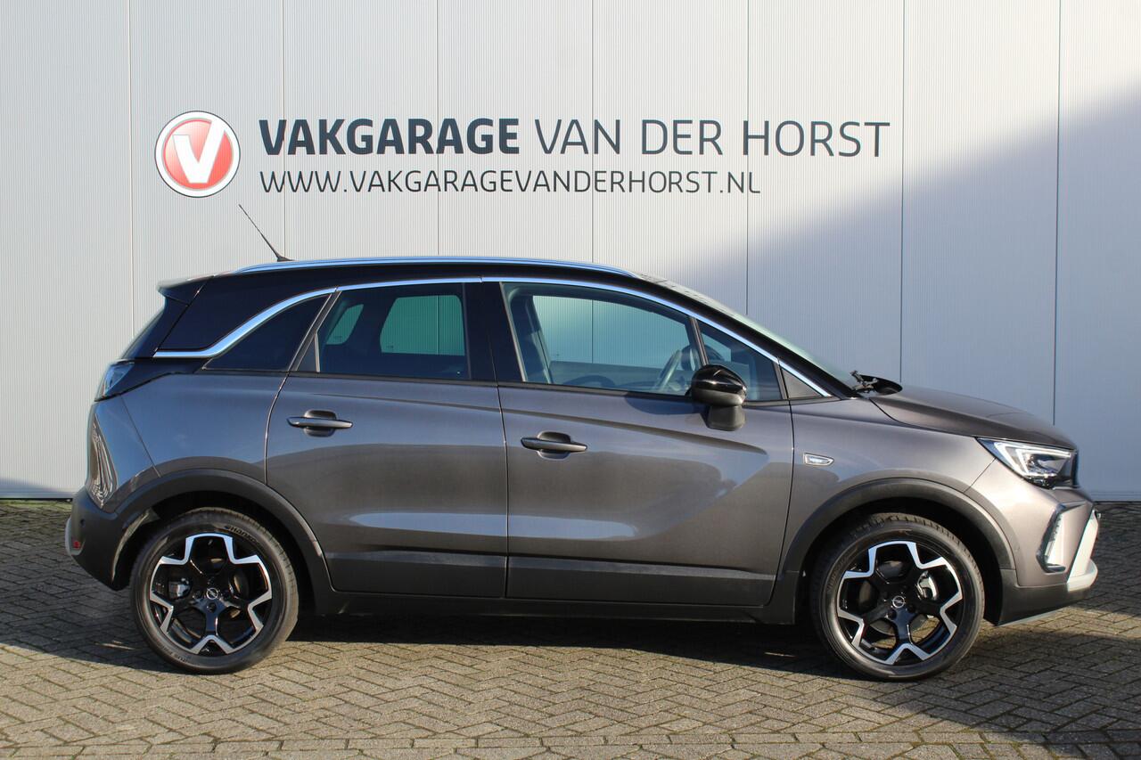 Opel Crossland 1.2-Turbo 110pk Ultimate Mooie en luxe hoogzitter met weinig km's ! Volautm. airco dual, cruise control, camera, comfortstoelen, metallic lak, LM wielen, navigatie, telefoonvoorb., LED verlichting etc.