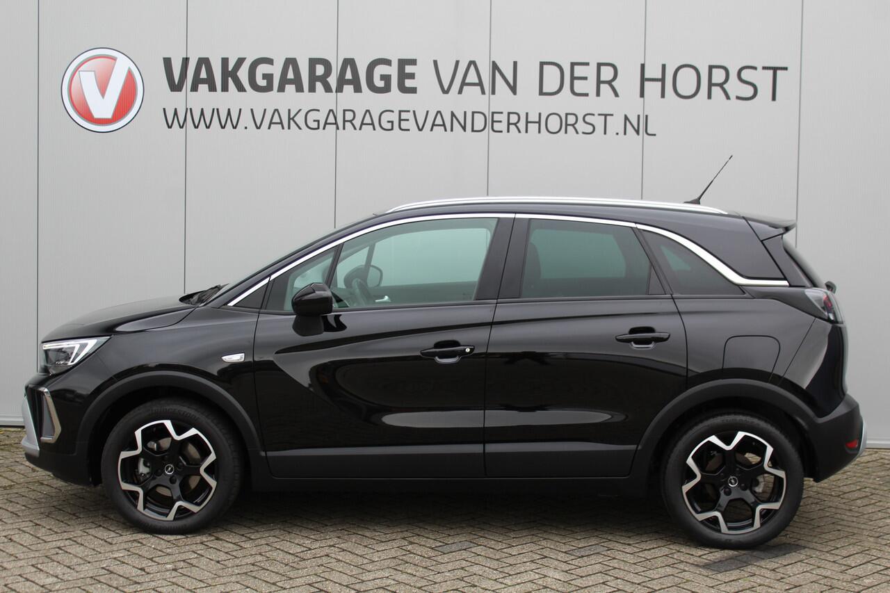 Opel Crossland 1.2 Turbo Elegance Mooie en luxe hoogzitter met weinig km's ! Volautm. airco dual, cruise control, camera, comfortstoelen, metallic lak, LM wielen, navigatie, telefoonvoorb., LED verlichting etc.