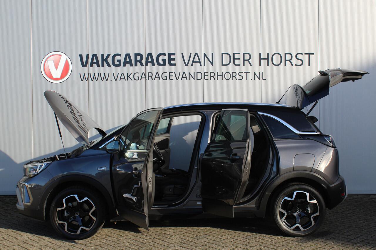 Opel Crossland 1.2-Turbo 110 pk Ultimate Mooie en luxe hoogzitter met weinig km's ! Volautm. airco dual, cruise control, camera, comfortstoelen, metallic lak, LM wielen, navigatie, telefoonvoorb., LED verlichting etc.