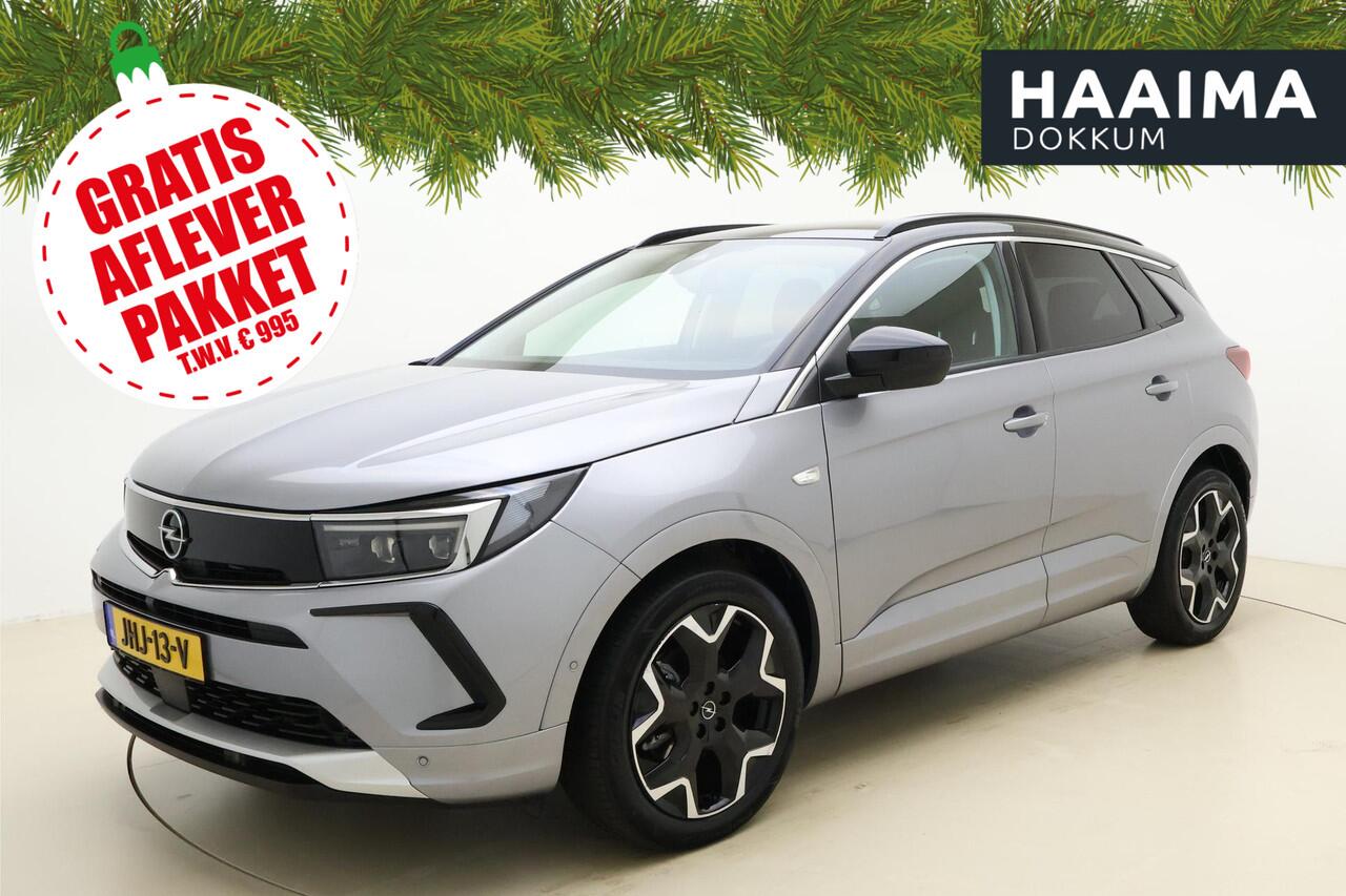 Opel Grandland 1.2 Turbo Ultimate Automaat | Navigatie | Elektrische achterklep | Stoelverwarming | Climate & Cruise Control | Alcantara bekleding | Zwart dak | Lichtmetalen velgen