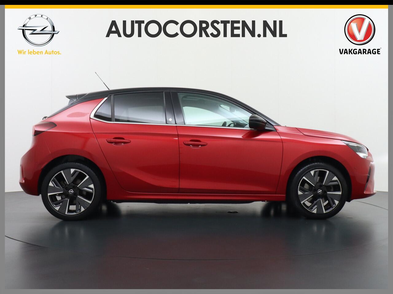 Opel e-Corsa 50kWh Elegance Leder Panoramadak 360°Camera Zwart Dak Navi Ecc Apple Carplay Android Auto Cruise Control SOH 90% Stoel+Stuurverwarming DAB+ Pdc Lmv Led Origineel Nederlandse Auto