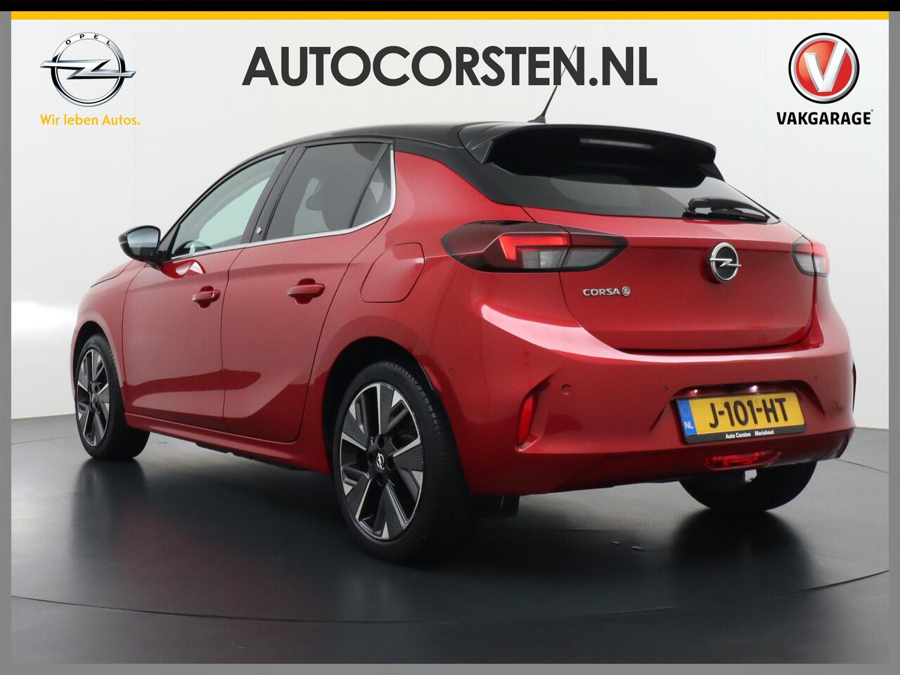 Opel e-Corsa 50kWh Elegance Leder Panoramadak 360°Camera Zwart Dak Navi Ecc Apple Carplay Android Auto Cruise Control SOH 90% Stoel+Stuurverwarming DAB+ Pdc Lmv Led Origineel Nederlandse Auto