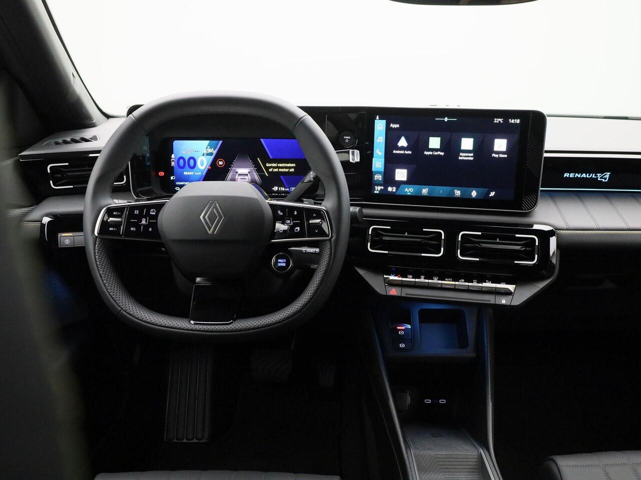 Renault 4 comfort range iconic 52 kWh | Pack Advanced Driving Assist | Harman Kardon Audio | Camera | Stoel- & Stuurwielverwarming | Lederen Bekleding | 18" LMV | Android Automotive | LED | Keyless | Draadloze Apple Carplay & Android Auto