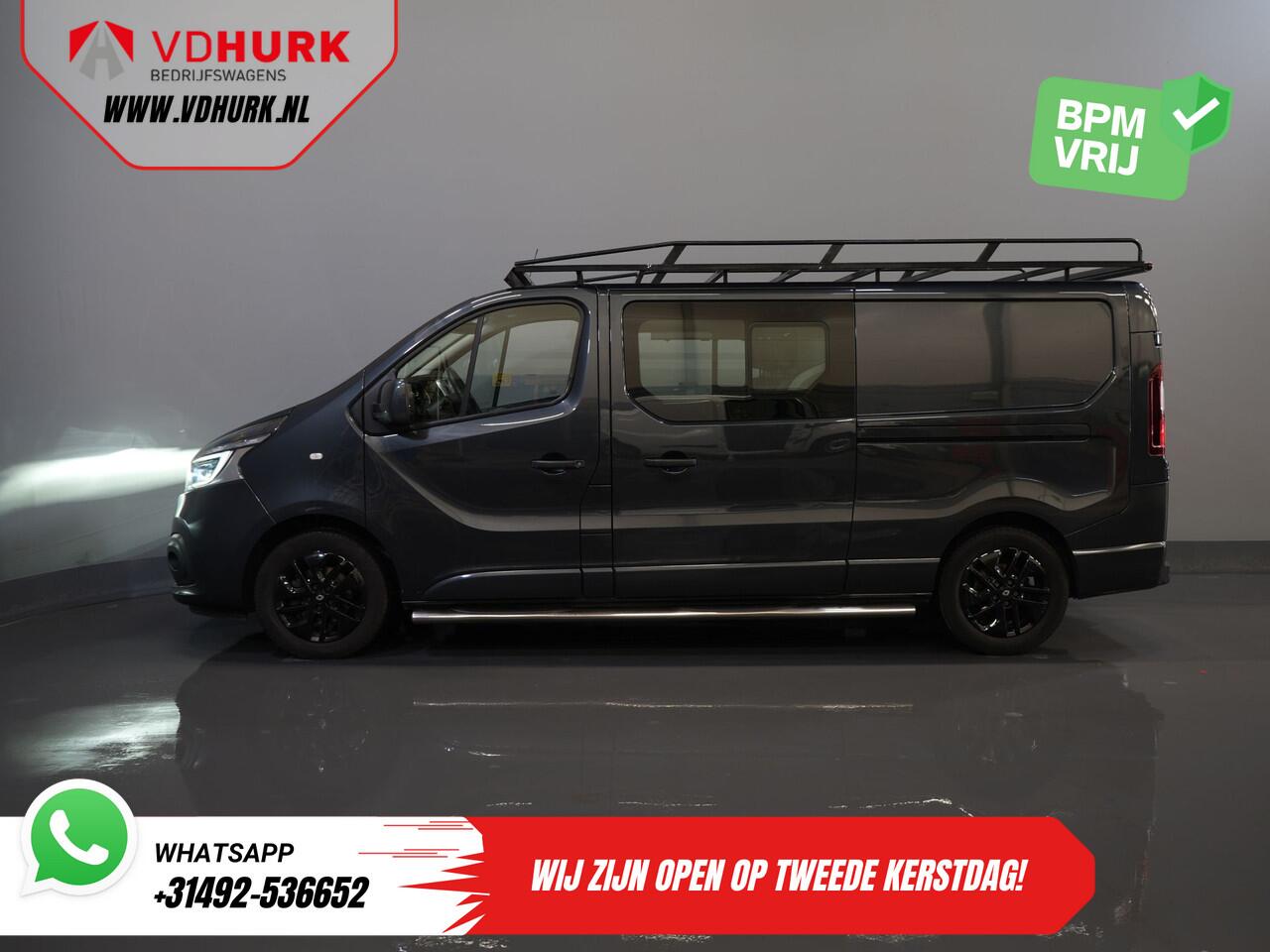 Renault TRAFIC 2.0 dCi 145 pk Aut. L2 DC Dubbel Cabine BPM VRIJ! 2xSchuifdeur/ LED/ Stoelverw./ Climate/ Cruise/ Imperiaal/ Sidebars/ Trekhaak/ Camera/ Navi/ 17" LMV