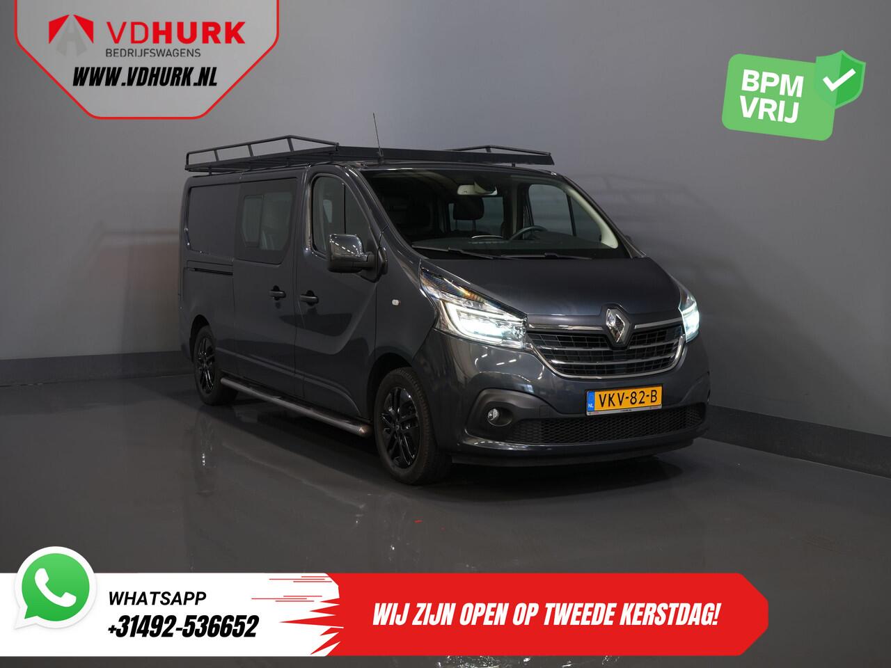 Renault TRAFIC 2.0 dCi 145 pk Aut. L2 DC Dubbel Cabine BPM VRIJ! 2xSchuifdeur/ LED/ Stoelverw./ Climate/ Cruise/ Imperiaal/ Sidebars/ Trekhaak/ Camera/ Navi/ 17" LMV
