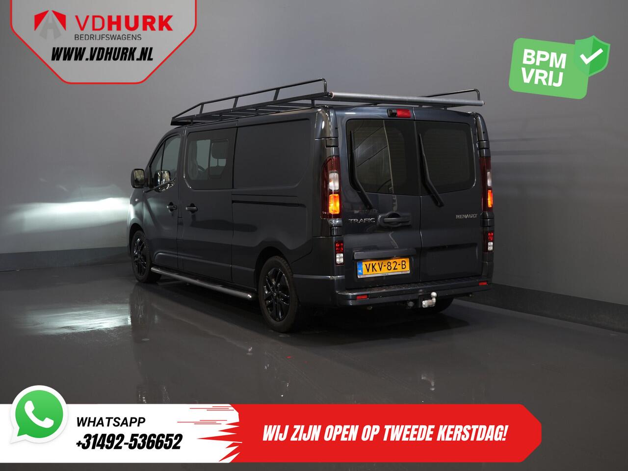 Renault TRAFIC 2.0 dCi 145 pk Aut. L2 DC Dubbel Cabine BPM VRIJ! 2xSchuifdeur/ LED/ Stoelverw./ Climate/ Cruise/ Imperiaal/ Sidebars/ Trekhaak/ Camera/ Navi/ 17" LMV