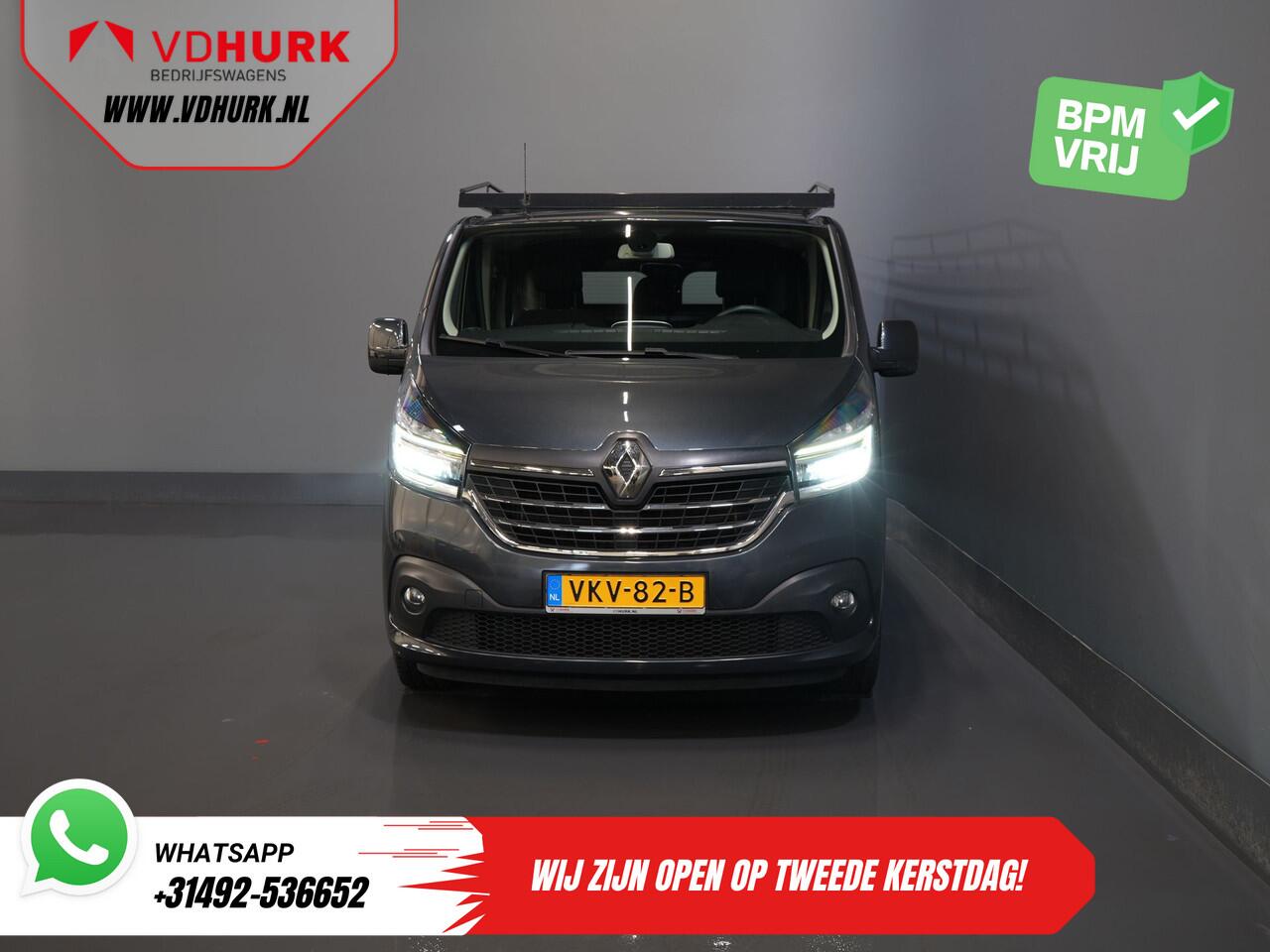 Renault TRAFIC 2.0 dCi 145 pk Aut. L2 DC Dubbel Cabine BPM VRIJ! 2xSchuifdeur/ LED/ Stoelverw./ Climate/ Cruise/ Imperiaal/ Sidebars/ Trekhaak/ Camera/ Navi/ 17" LMV
