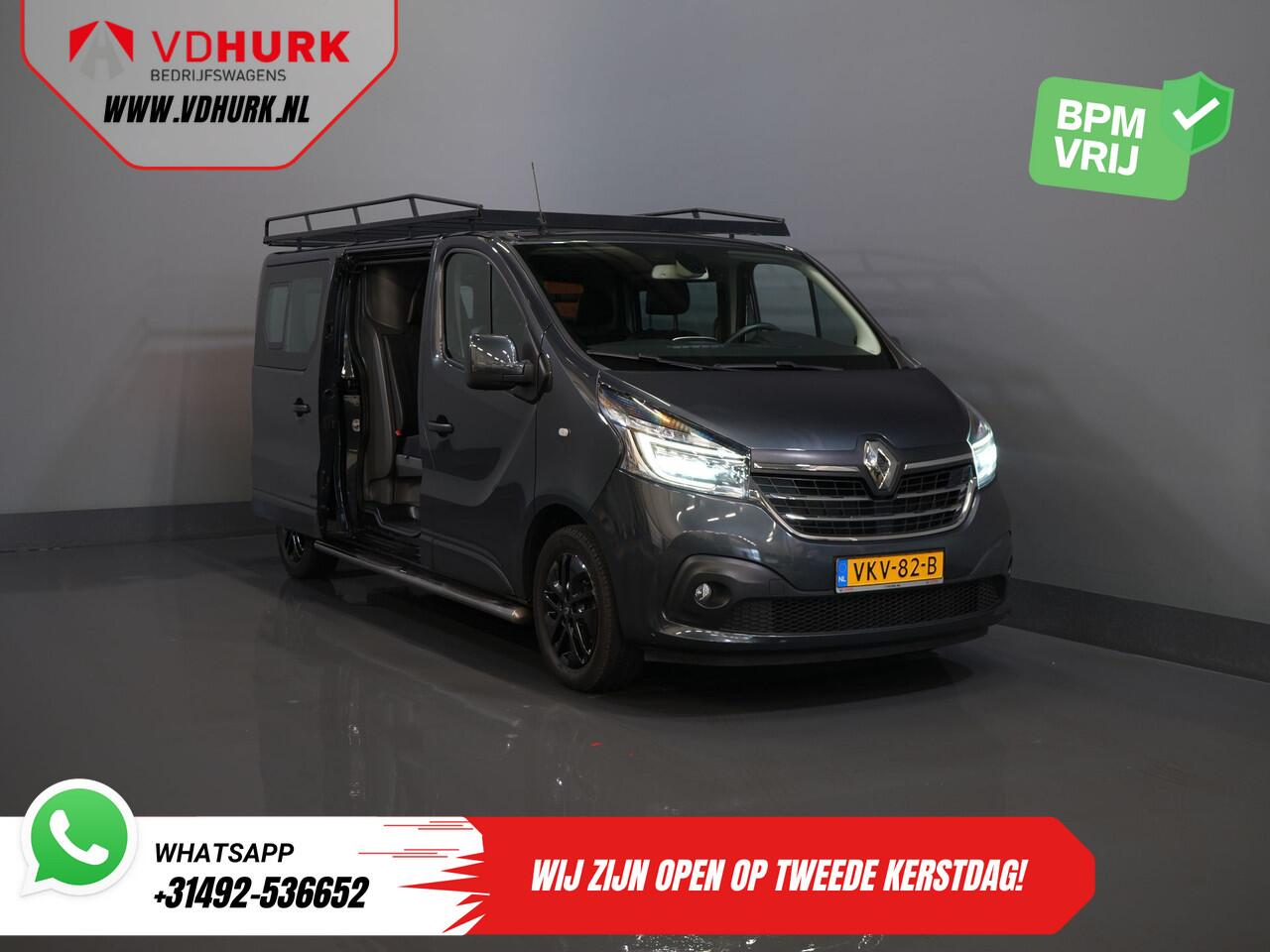 Renault TRAFIC 2.0 dCi 145 pk Aut. L2 DC Dubbel Cabine BPM VRIJ! 2xSchuifdeur/ LED/ Stoelverw./ Climate/ Cruise/ Imperiaal/ Sidebars/ Trekhaak/ Camera/ Navi/ 17" LMV