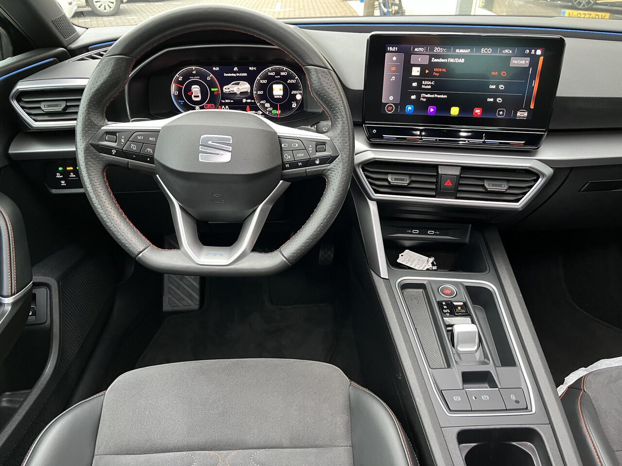 Seat LEON 1.4 TSI eHybrid PHEV FR Business Intense / AUTOMAAT/ KEYLESS/ FULL LINK/ PARK. SENSOREN + CAMERA/ LED/ ELEKTR. STOEL/ STUUR VERWARM./ KEYLESS/ NAVI/ 18" LMV