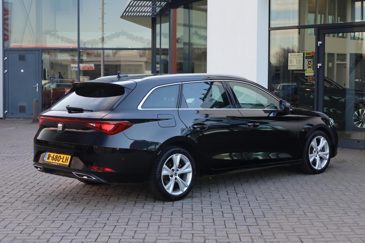 Seat LEON Sportstourer 1.5 TSI FR Business Intense dealer onderhoud camera navigatie Full LED ACC adaptieve cruise control sfeerverlichting digital cockpit stoelverwarming parkeersensoren voor en achter stuurwiel verwarming lederen multifunctioneel stuurwiel 17" LM