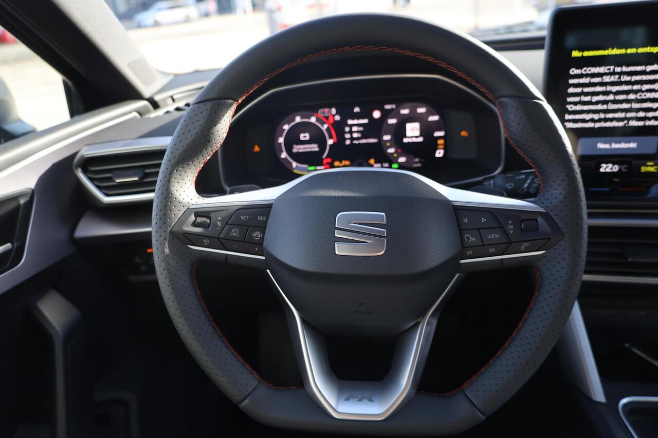 Seat LEON Sportstourer 1.5 TSI e-Hybrid FR Business 150KW/204PK DSG, uit voorraad leverbaar! 17 INCH Dynamic velgen, sportstoelen voor, zwarte dakhemel, dodehoek sensor, buitenspiegels elektrisch inklapbaar, slimme led, uitstap waarschuwing.