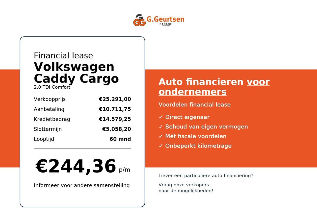 Volkswagen CADDY Cargo MK5 2.0 TDI Comfort DSG Automaat, Apple Carplay, Armsteun, Verdiept Tussenschot, Ventilatierooster,
