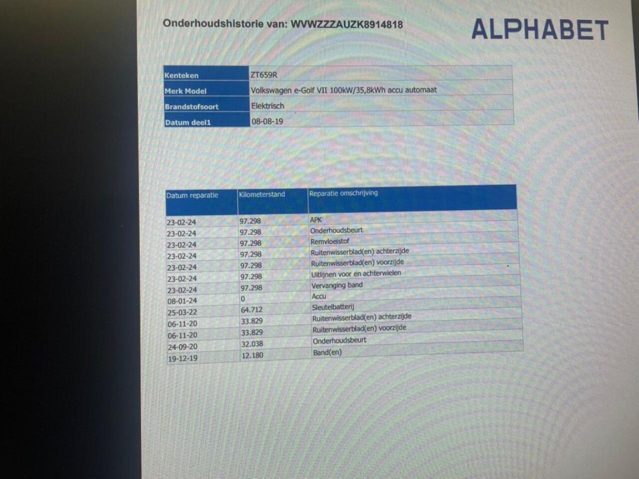 Volkswagen GOLF e-Golf - Carplay, Camera, Leer, Stoelverw. SOH 88%