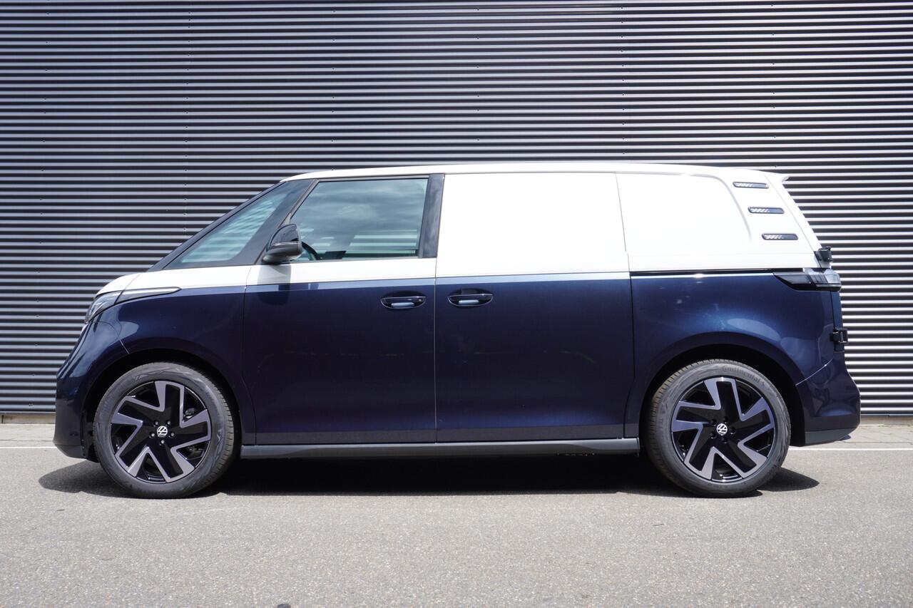 Volkswagen ID. Buzz Cargo ID. Buzz Cargo 340 pk 4-Motion, Anniversary Edition, Achteruitrijcamera, Comfortstoelen met armleuning, Navigatie, Achterdeuren zonder ruit, Trekhaak, Warmtepomp, Schuifdeur rechts en links