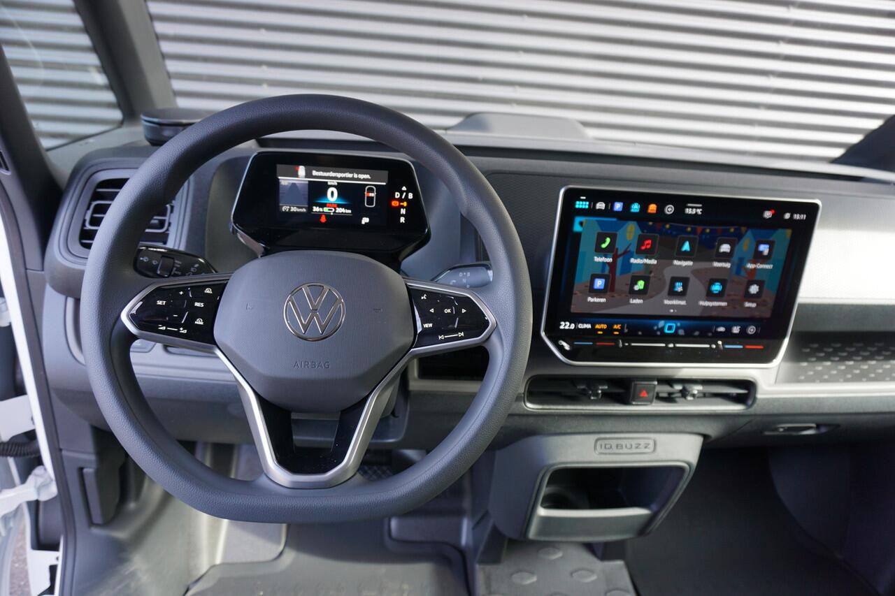 Volkswagen ID. Buzz Cargo 182 kWh Accu 286 PK Achterdeuren Nieuw model 3-Zits Camera Trekhaak Cruise Standkachel Apple Carplay