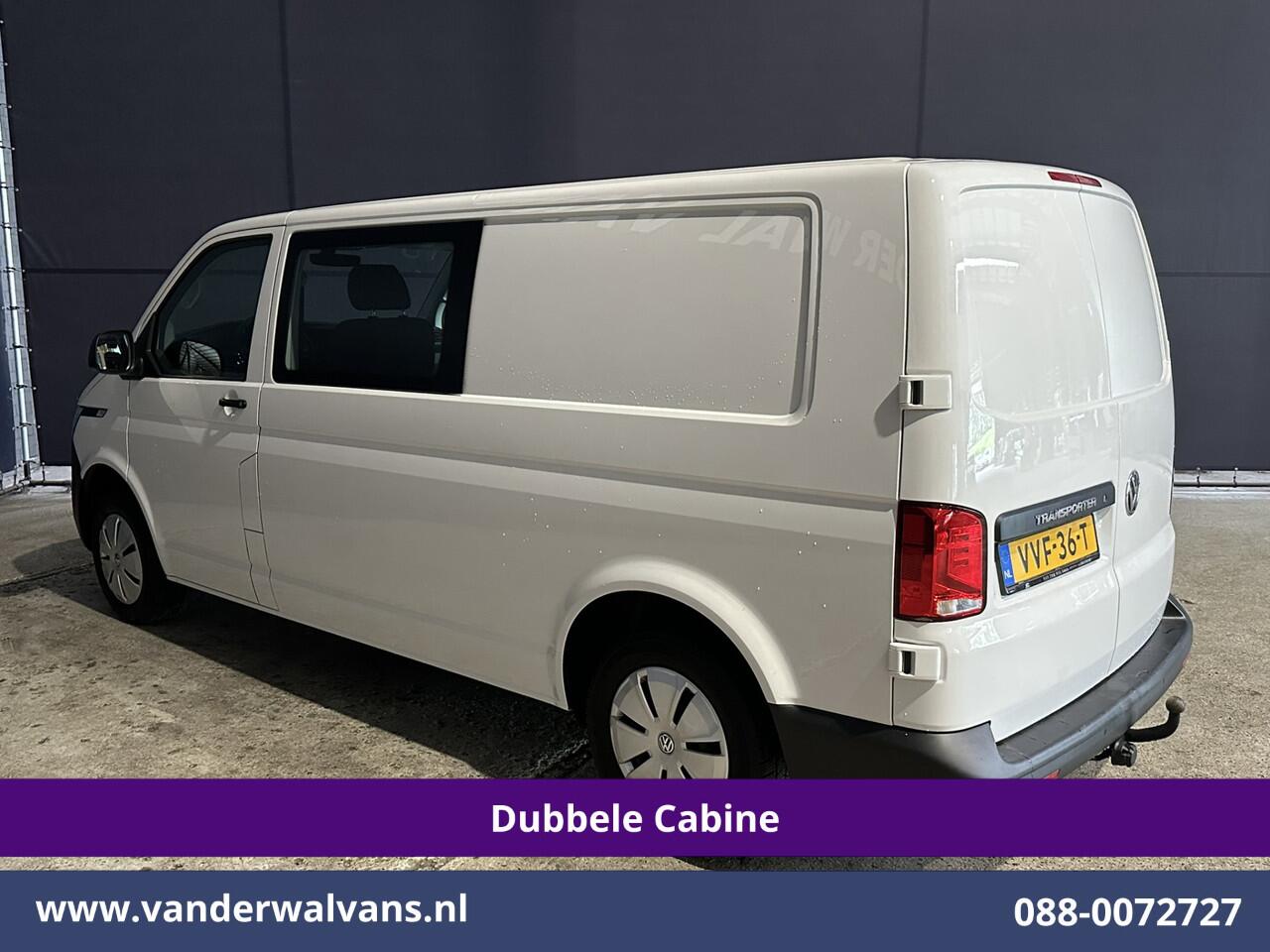 Volkswagen TRANSPORTER 2.0 TDI L2H1 Dubbele Cabine Euro6 Airco | 5-Zits | Navigatie | Trekhaak | Apple Carplay Android Auto, Cruisecontrol, Parkeersensoren