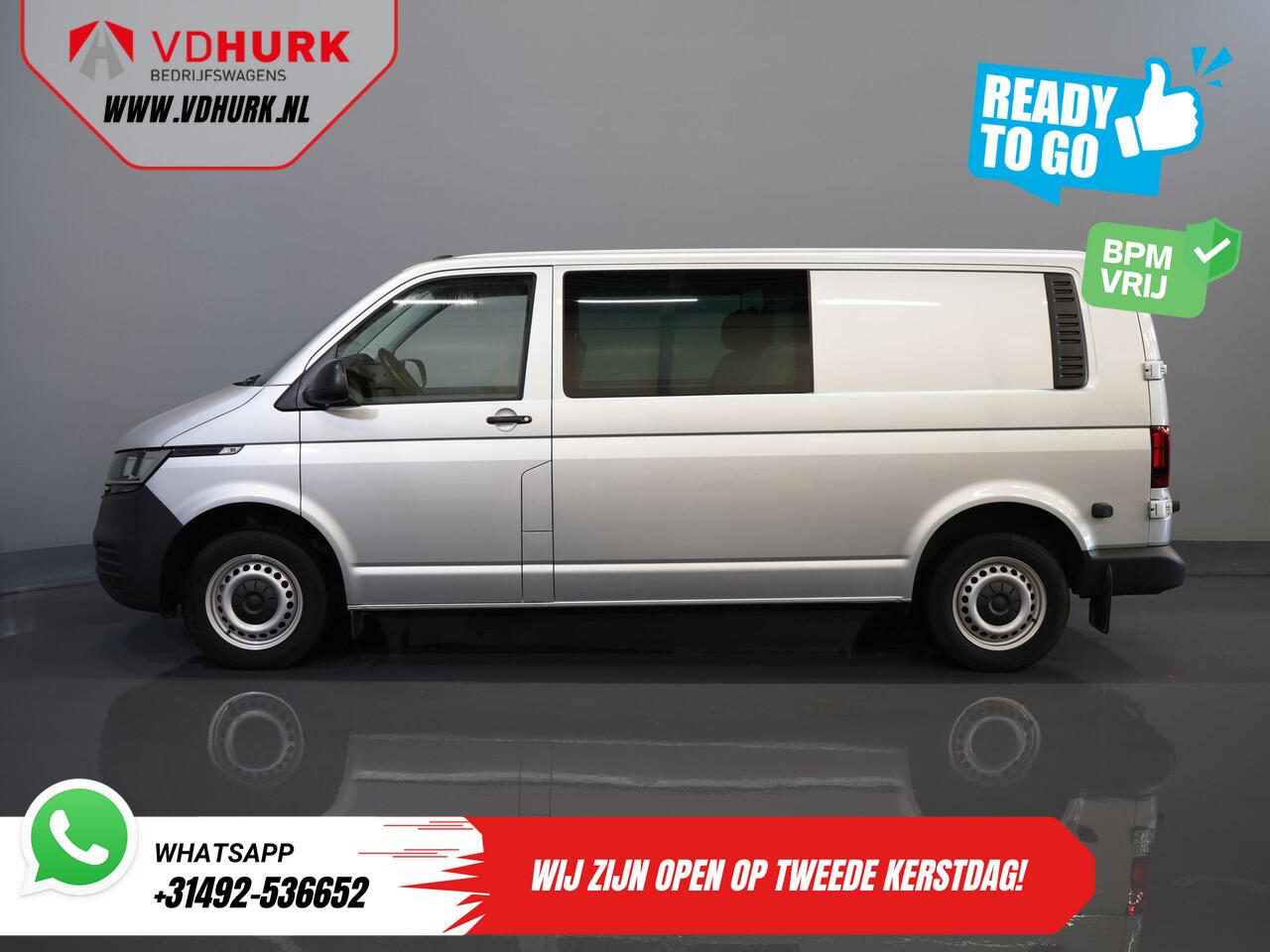 Volkswagen TRANSPORTER T6.1 2.0 TDI 150 pk DSG Aut. L2 DC BPM VRIJ! Dubbel Cabine 6 Pers./ Lage KM!/ Adapt.Cruise/ 270Gr. Deuren/ Navi/ Carplay/ Trekhaak
