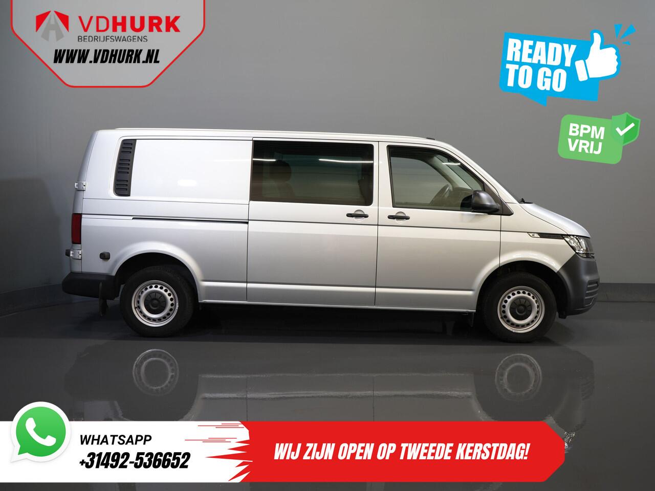 Volkswagen TRANSPORTER T6.1 2.0 TDI 150 pk DSG Aut. L2 DC BPM VRIJ! Dubbel Cabine 6 Pers./ Lage KM!/ Adapt.Cruise/ 270Gr. Deuren/ Navi/ Carplay/ Trekhaak