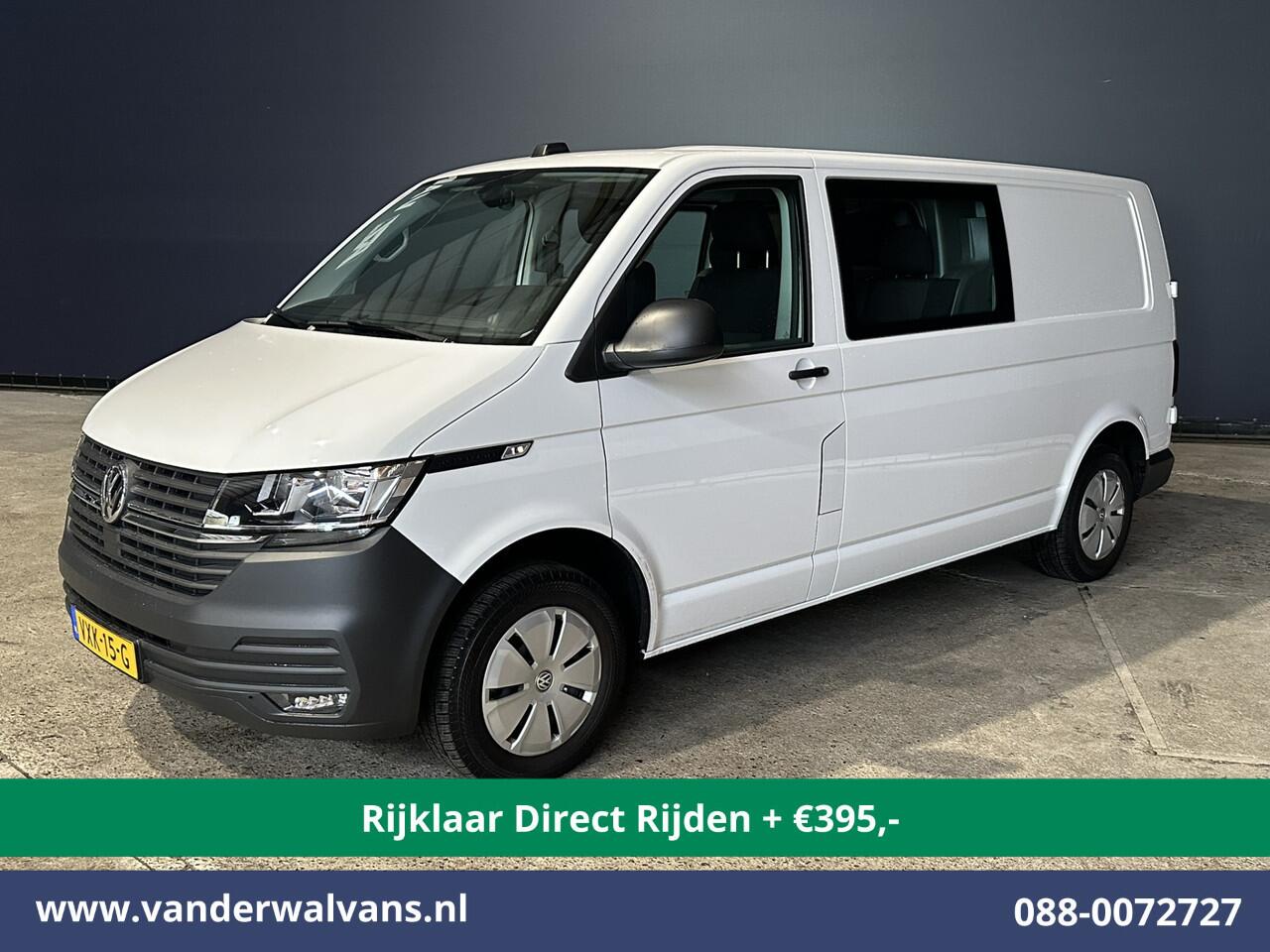 Volkswagen TRANSPORTER 2.0 TDI L2H1 Dubbele Cabine Euro6 *Rijklaar Direct Rijden* Airco | 5-Zits | Navigatie | Trekhaak | Apple Carplay Android Auto, Cruisecontrol, Parkeersensoren