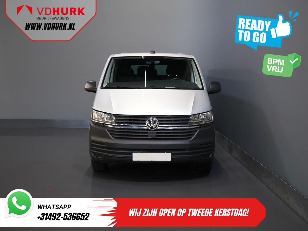 Volkswagen TRANSPORTER T6.1 2.0 TDI 150 pk DSG Aut. L2 DC BPM VRIJ! Dubbel Cabine 6 Pers./ Lage KM!/ Adapt.Cruise/ 270Gr. Deuren/ Navi/ Carplay/ Trekhaak